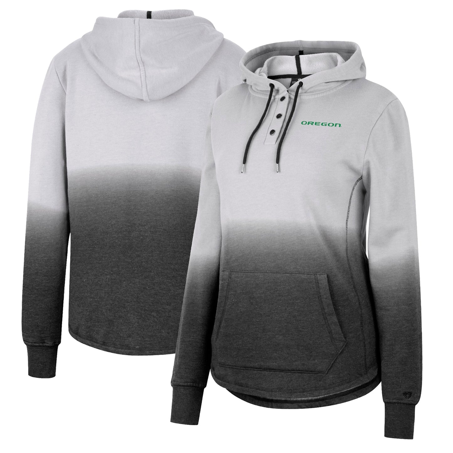Women's Colosseum Gray/Black Oregon Ducks Aurelia Dip-Dye Quarter-Snap Pullover Hoodie