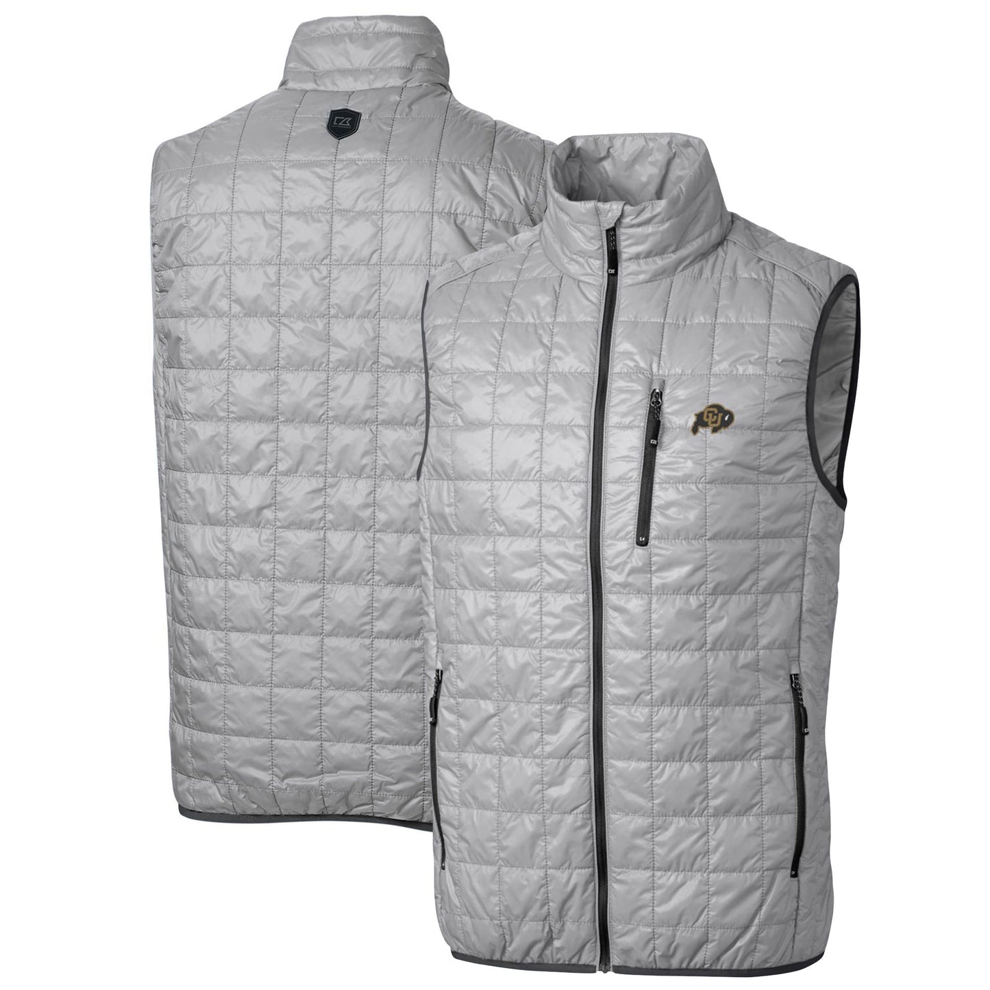 Men's Cutter & Buck Gray Colorado Buffaloes Big & Tall Rainier PrimaLoft Eco Full-Zip Puffer Vest