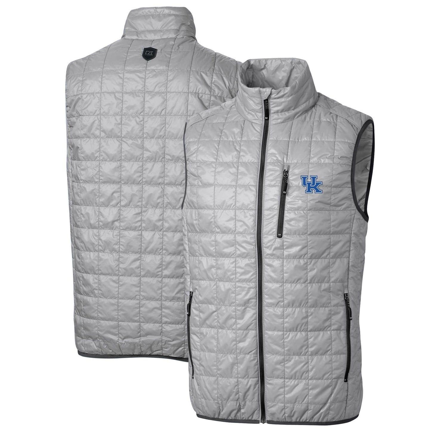 Men's Cutter & Buck Gray Kentucky Wildcats Big & Tall Rainier PrimaLoft Eco Full-Zip Puffer Vest