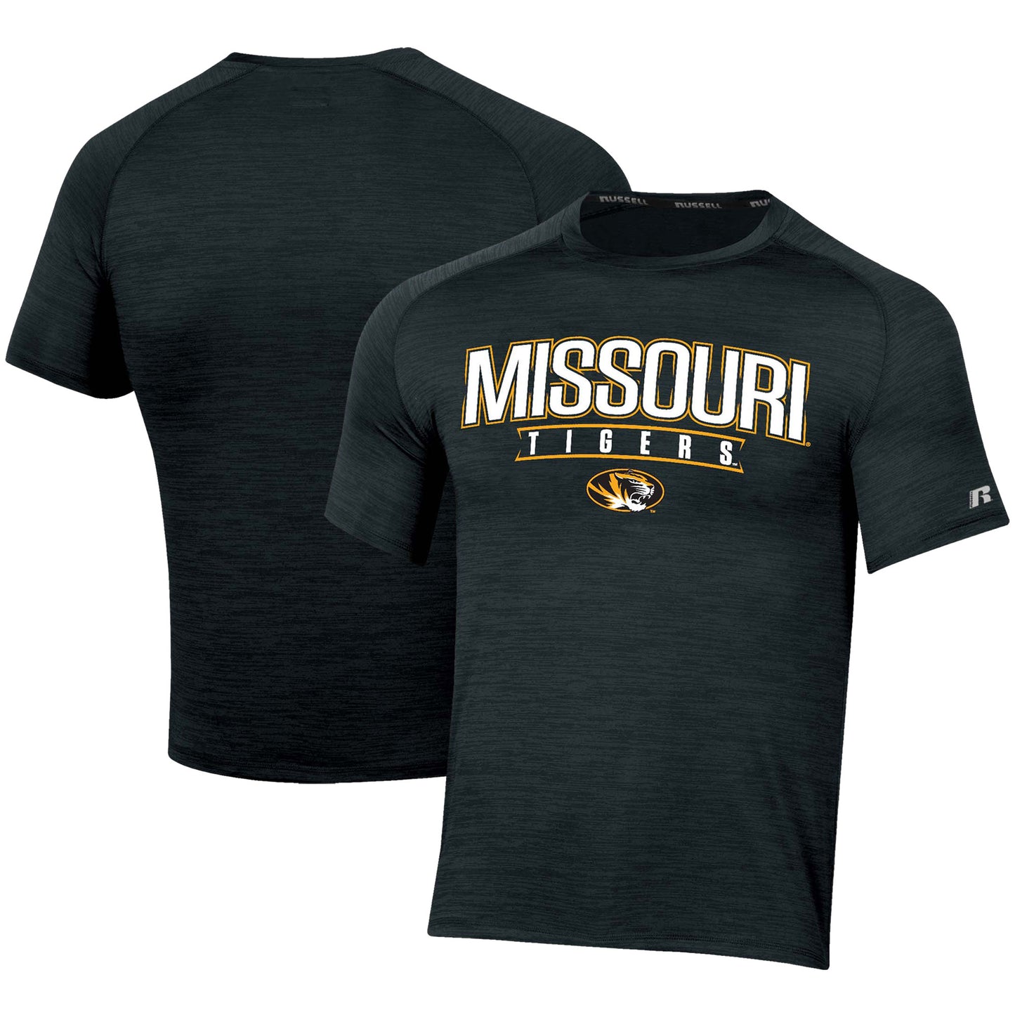 Men's Russell Black Missouri Tigers Wordmark Raglan T-Shirt