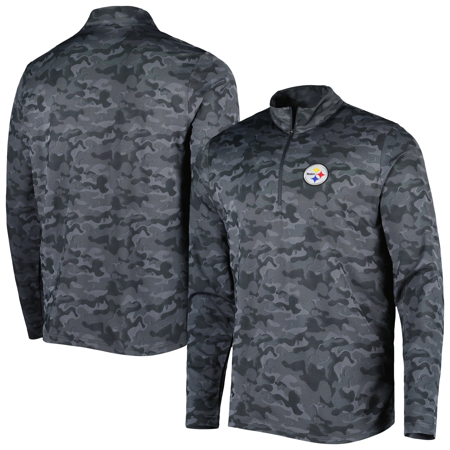 Men's Antigua Black Pittsburgh Steelers Brigade Quarter-Zip Sweatshirt