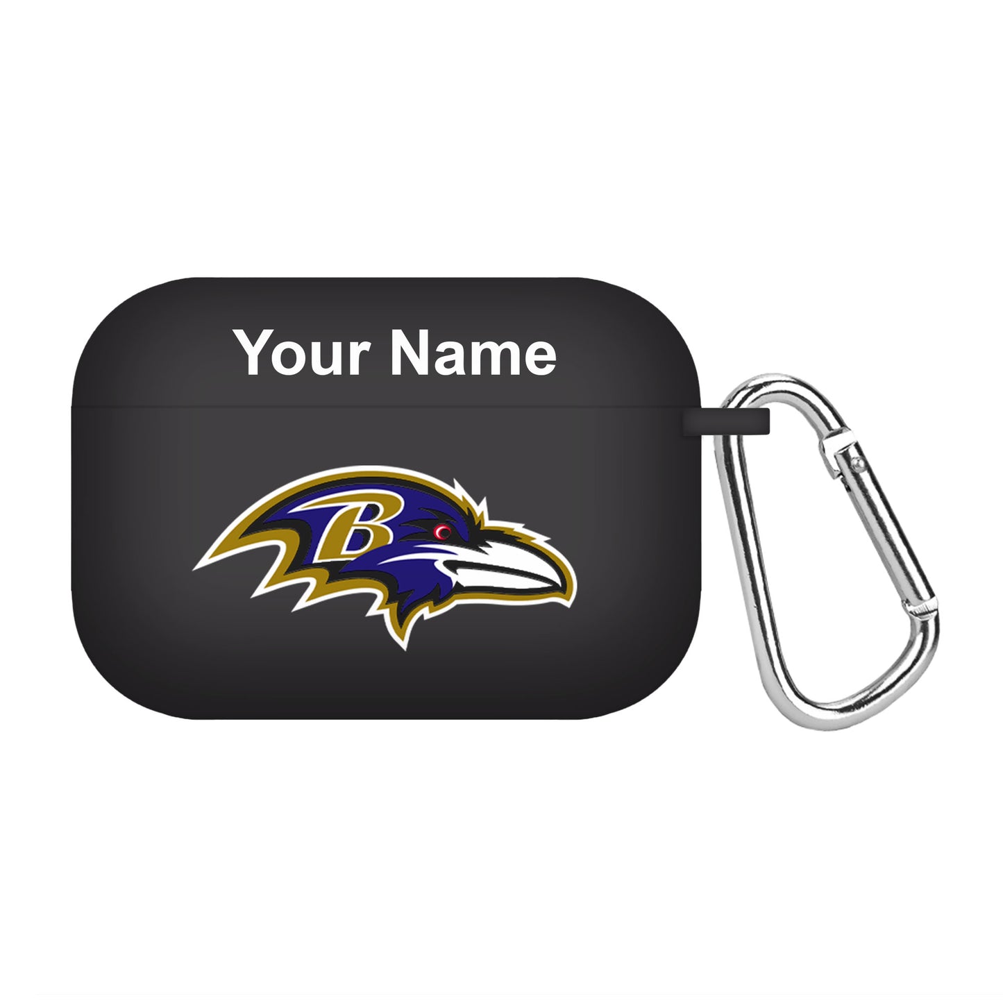 Black Baltimore Ravens Personalized AirPods Pro Case Cover