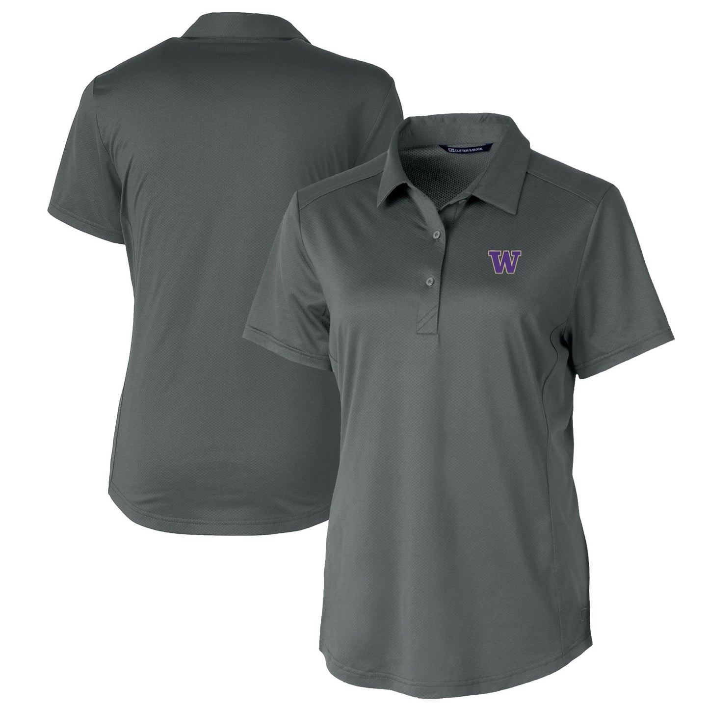 Women's Cutter & Buck Gray Washington Huskies Prospect Textured Stretch Polo