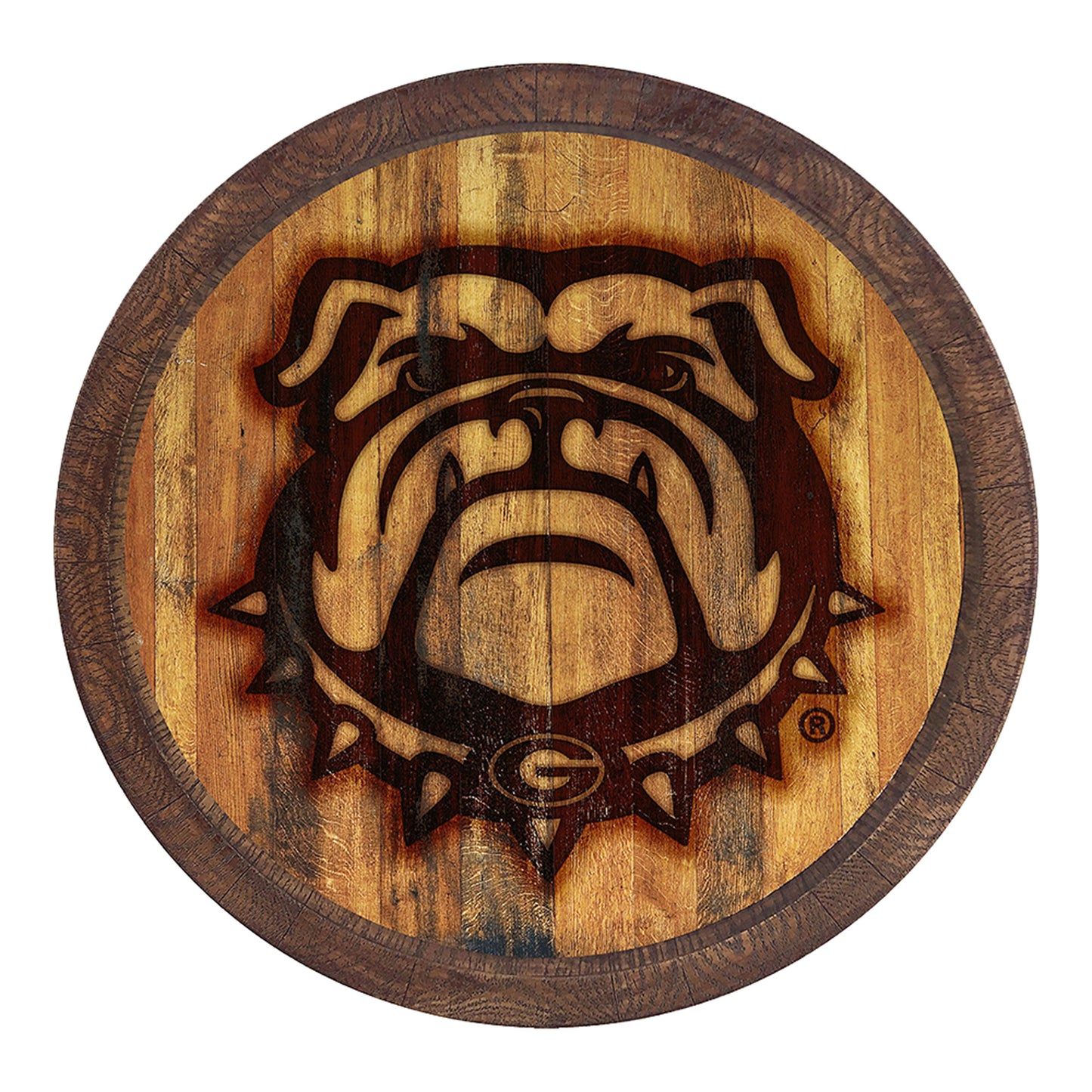 Brown Georgia Bulldogs Branded Mascot Faux Barrel Top Sign