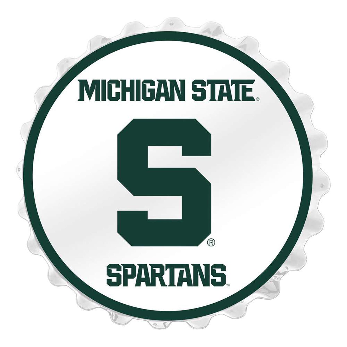 White Michigan State Spartans Block S Bottle Cap Wall Sign
