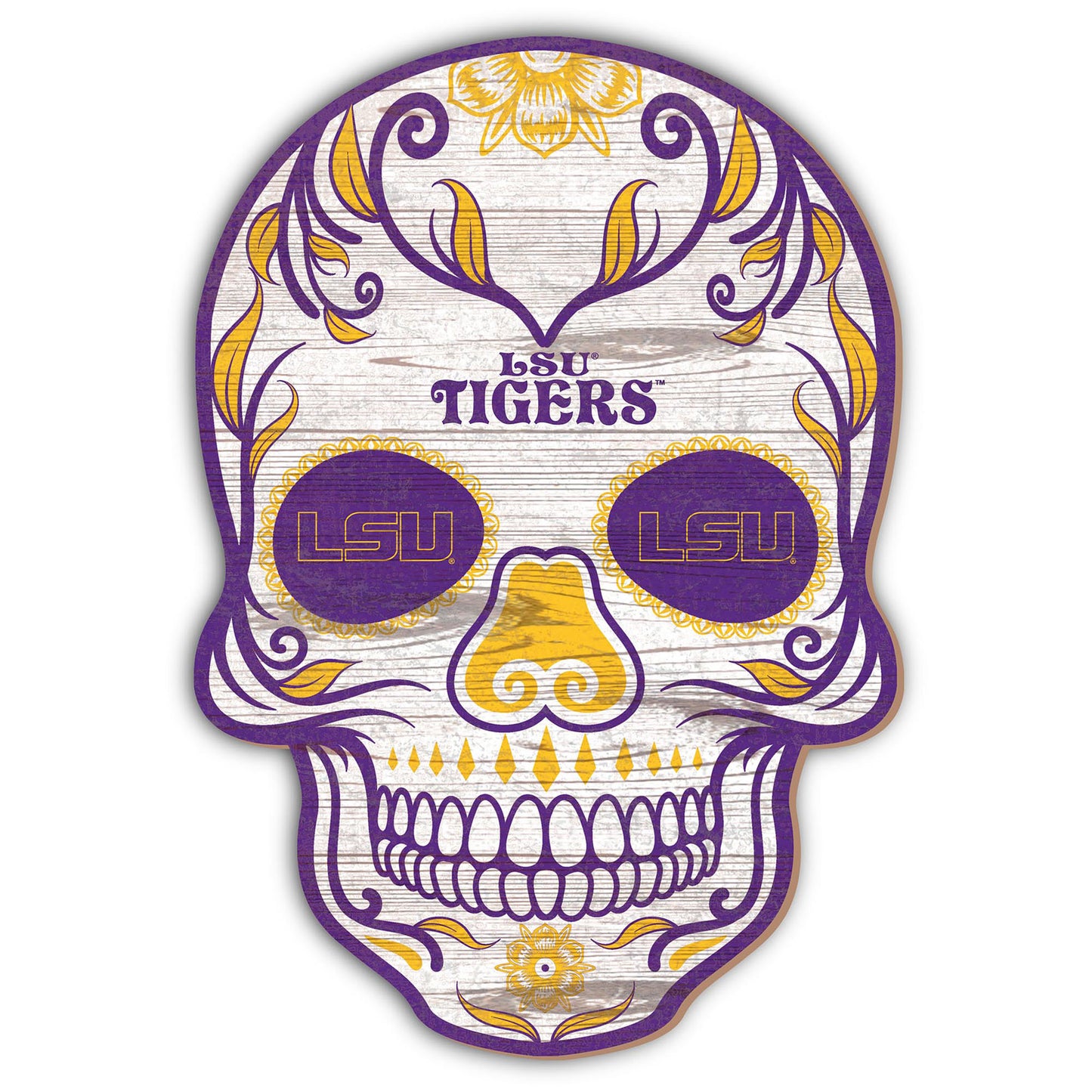 LSU Tigers 12'' Sugar Skull Sign