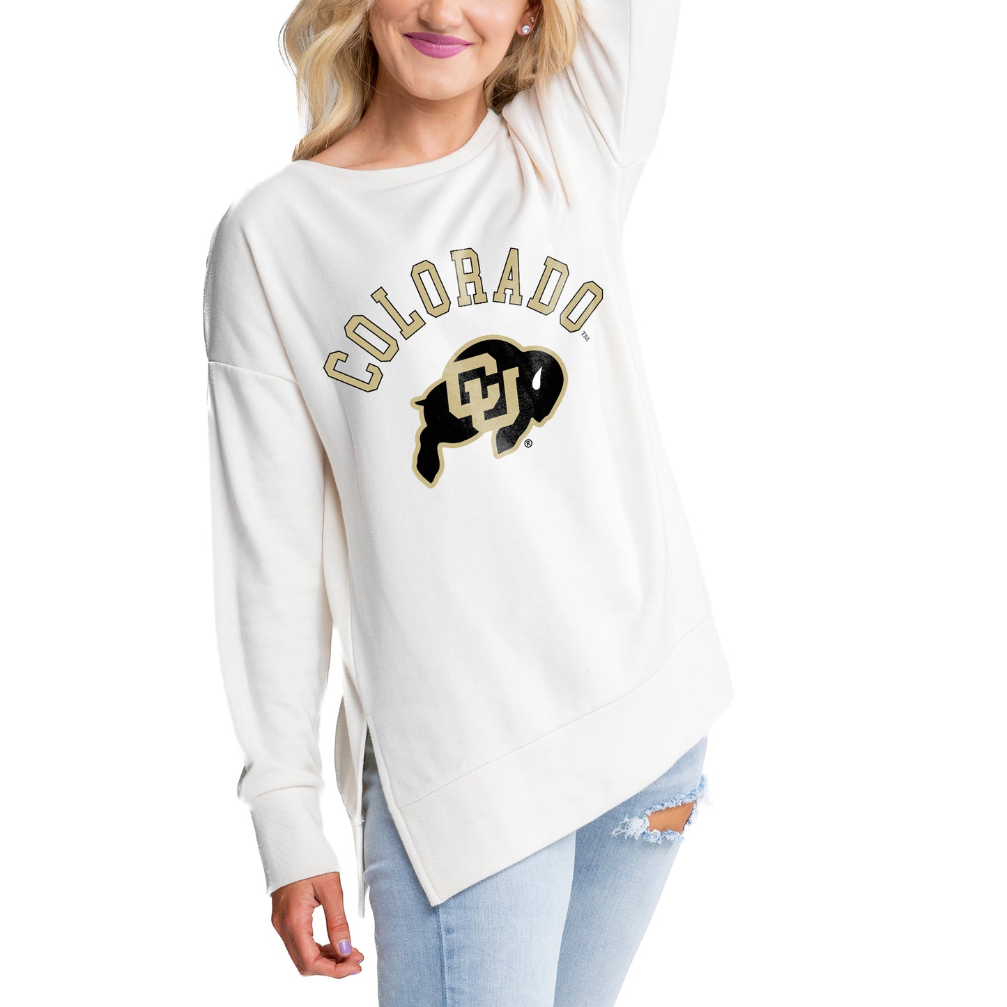 Women's Gameday Couture Cream Colorado Buffaloes Side Split Pullover Top
