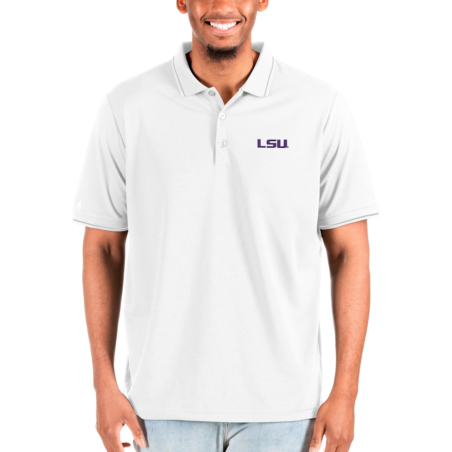 Men's Antigua White LSU Tigers Affluent Big & Tall Polo