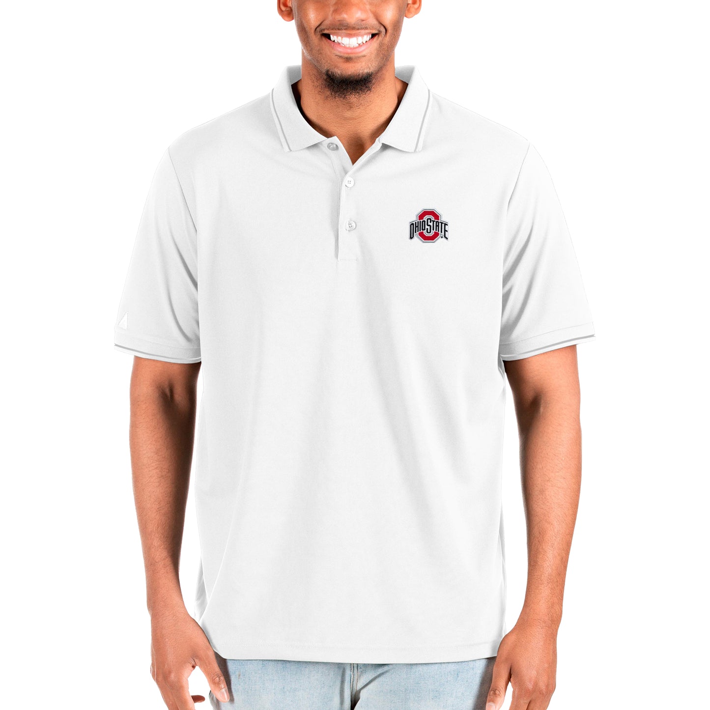 Men's Antigua White Ohio State Buckeyes Affluent Big & Tall Polo