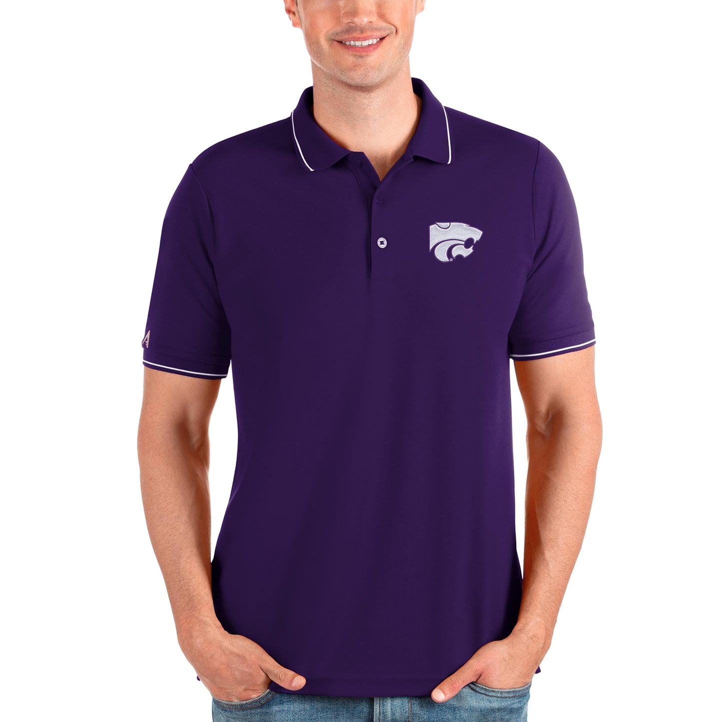 Men's Antigua Purple Kansas State Wildcats Affluent Polo