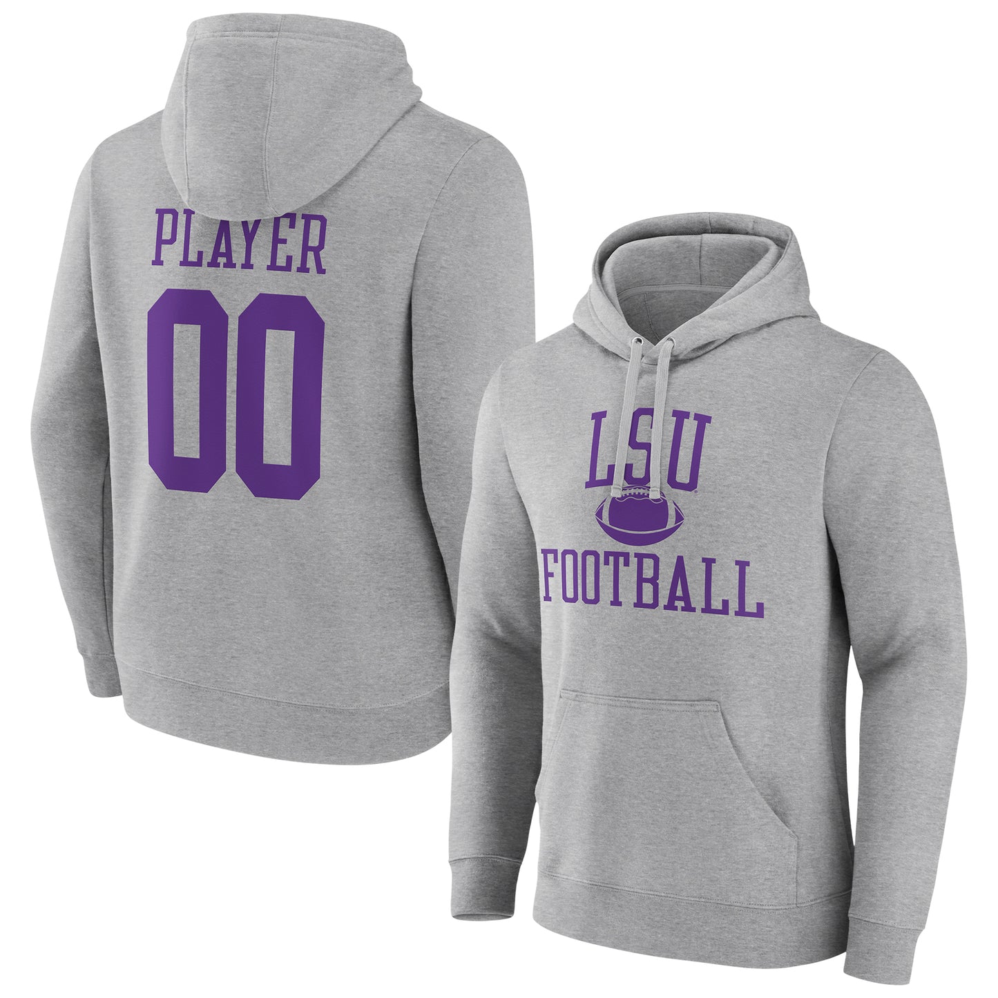 Men's Gray LSU Tigers Football Pick-A-Player NIL Gameday Tradition Pullover Hoodie