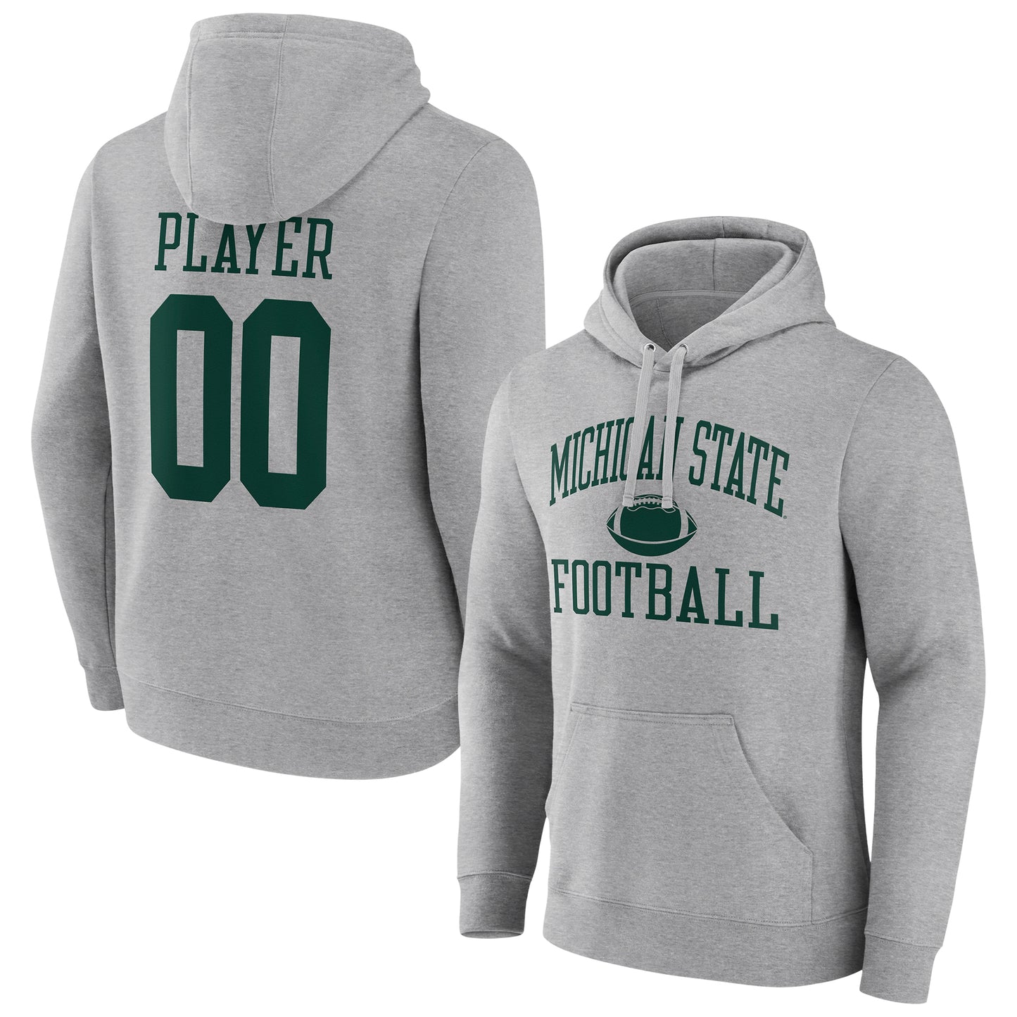 Men's Gray Michigan State Spartans Football Pick-A-Player NIL Gameday Tradition Pullover Hoodie