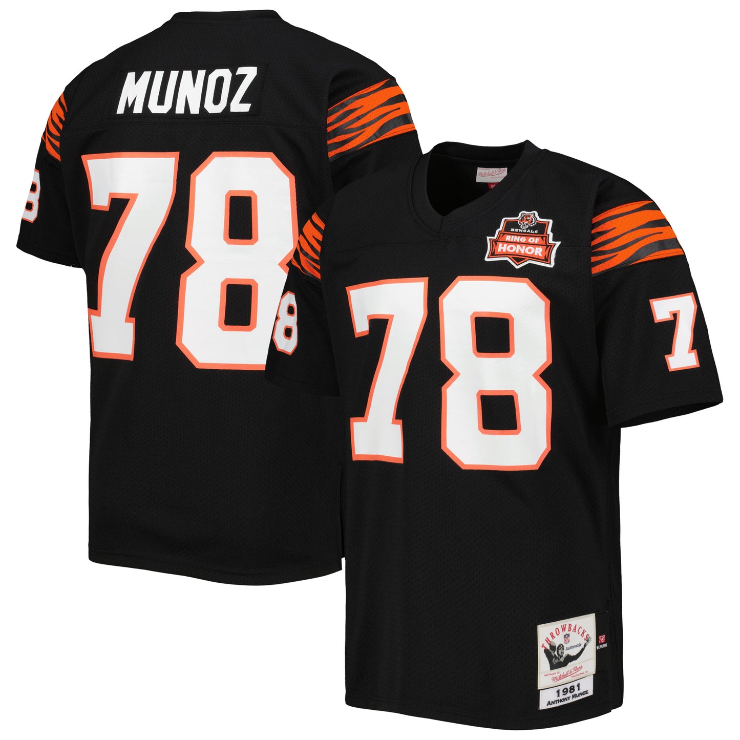 Men's Mitchell & Ness Anthony Muñoz Black Cincinnati Bengals Authentic Throwback Retired Player Jersey