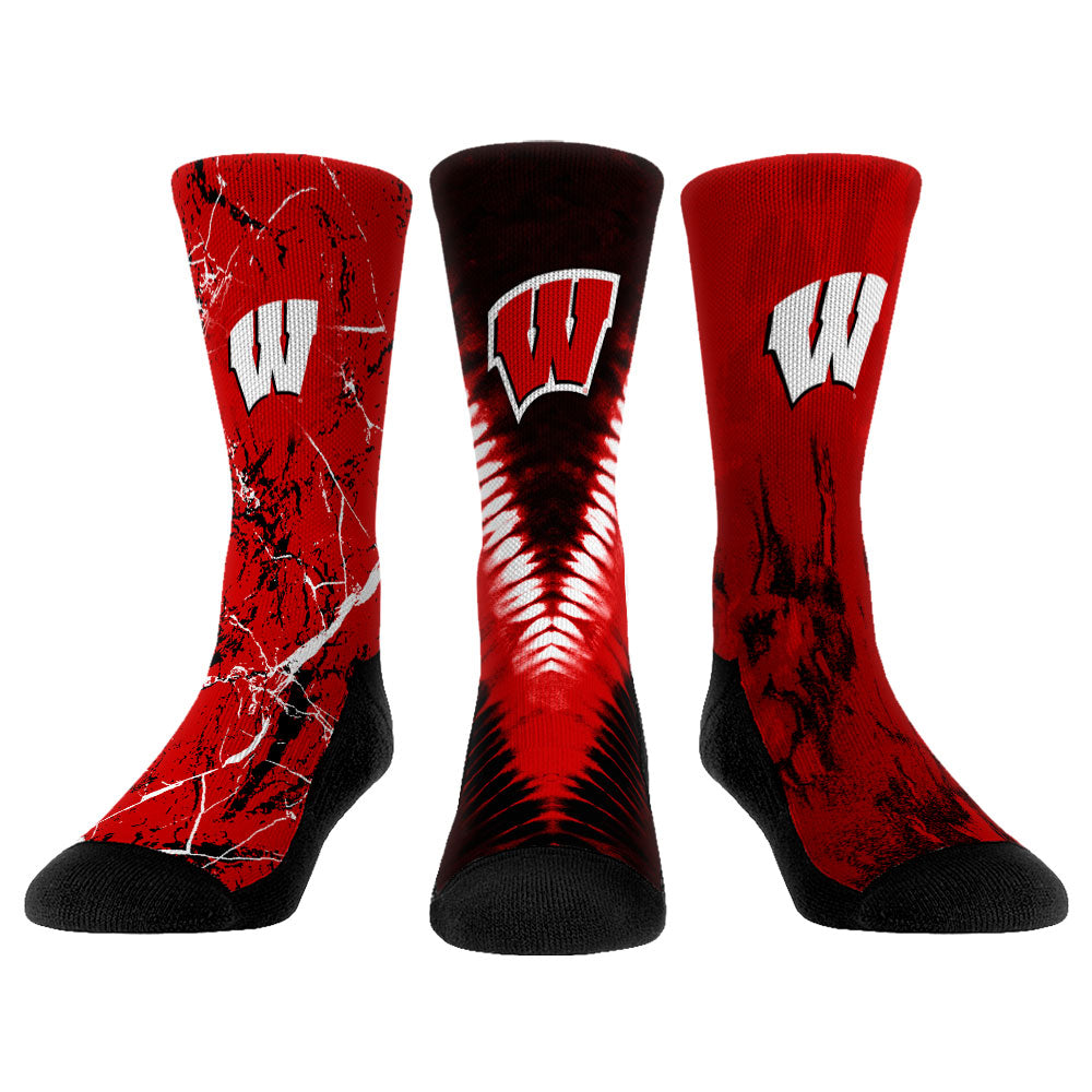 Unisex Rock Em Socks Wisconsin Badgers Three-Pack Crew Socks Set