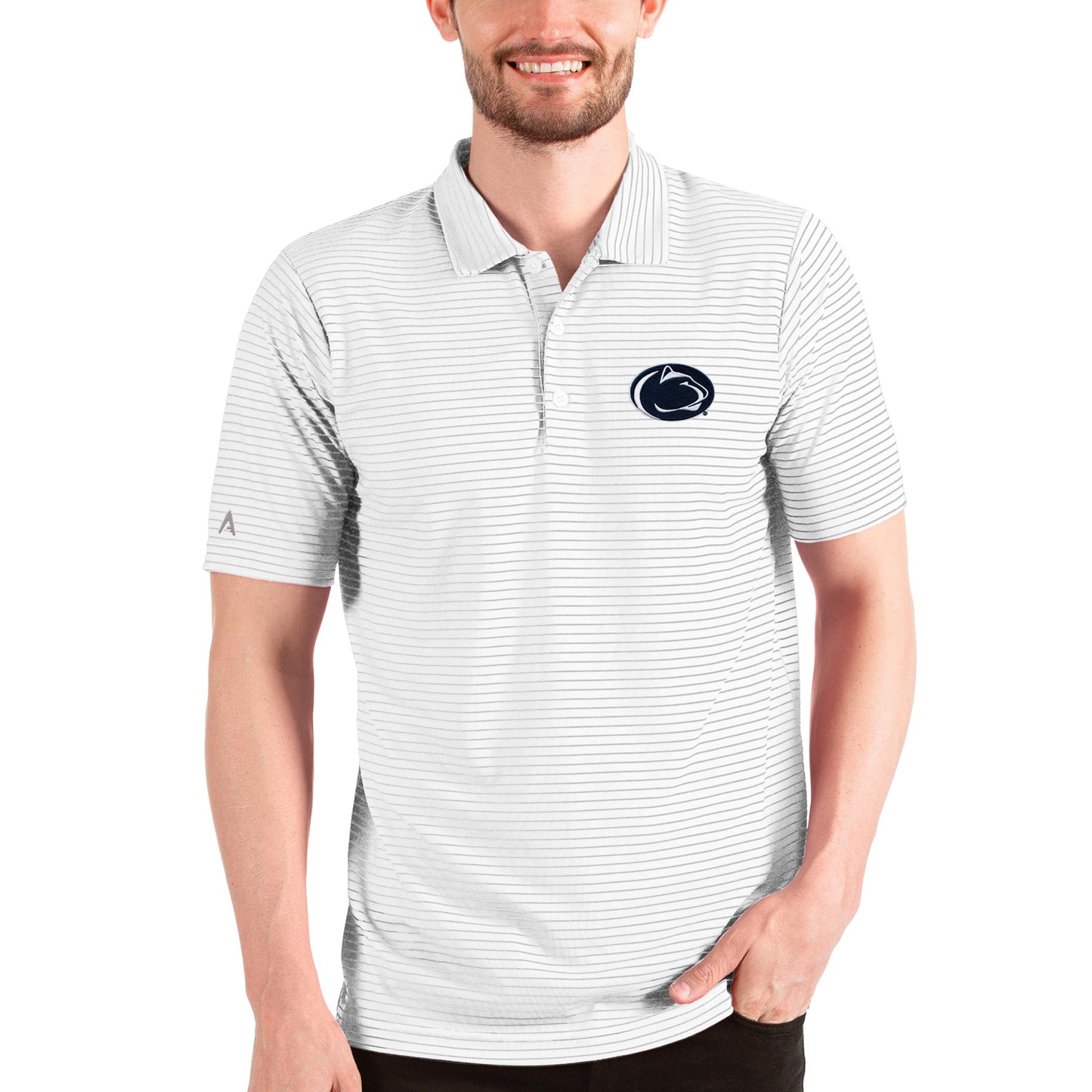 Men's Antigua White/Silver Penn State Nittany Lions Esteem Polo