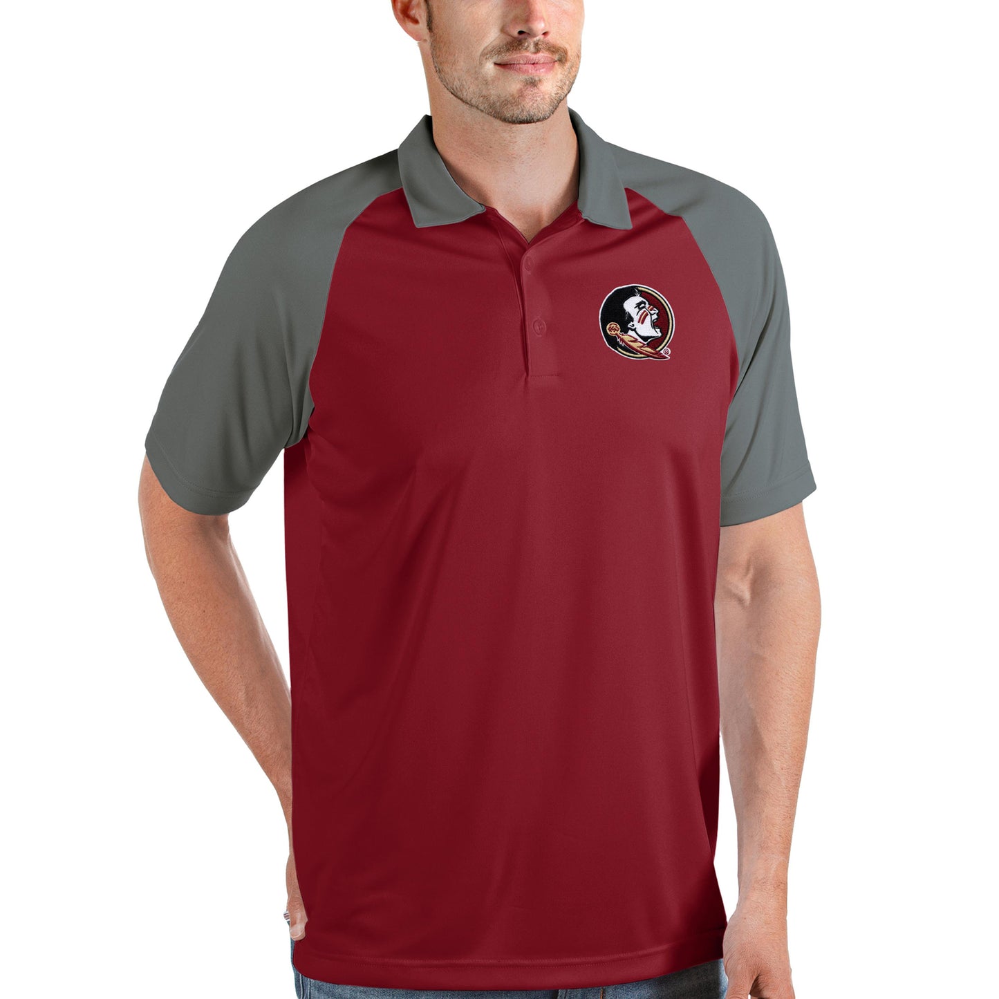 Men's Antigua Garnet/Steel Florida State Seminoles Nova Polo