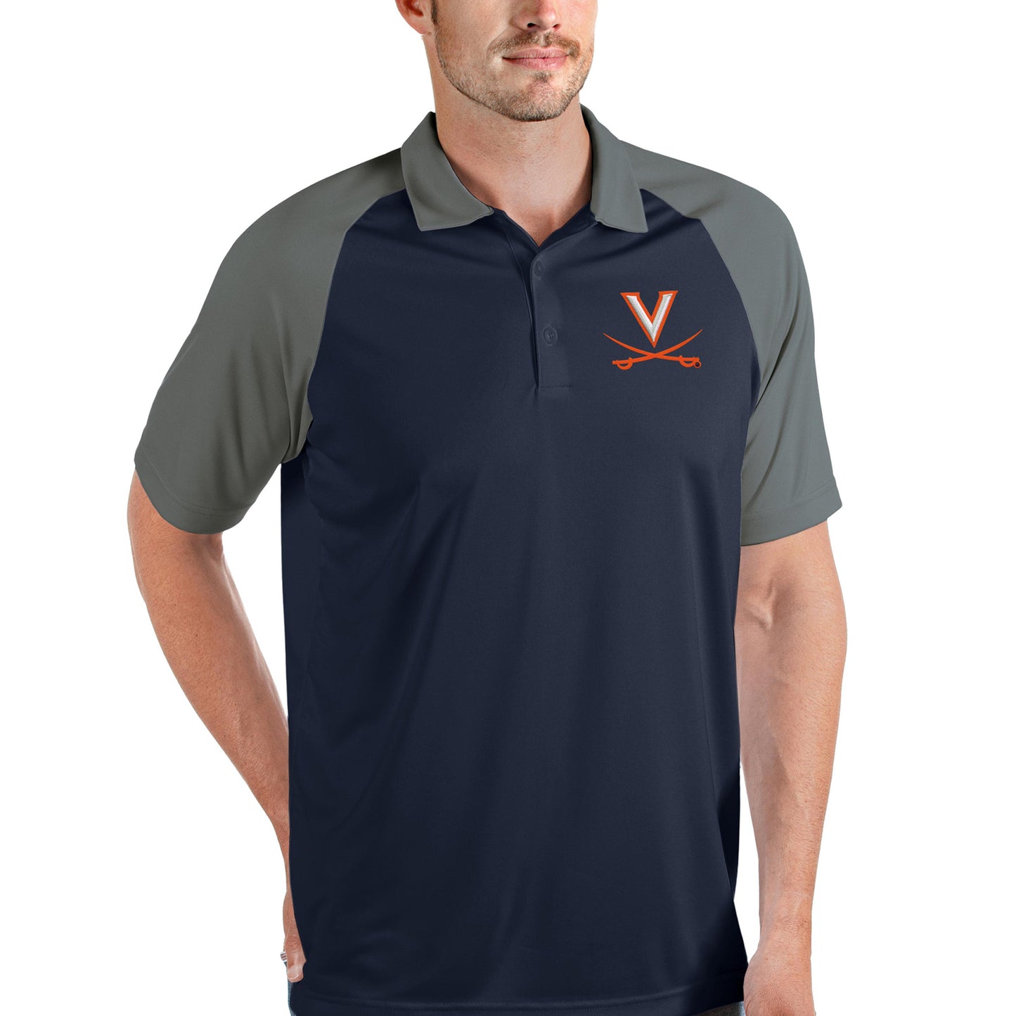 Men's Antigua Navy/Steel Virginia Cavaliers Nova Polo
