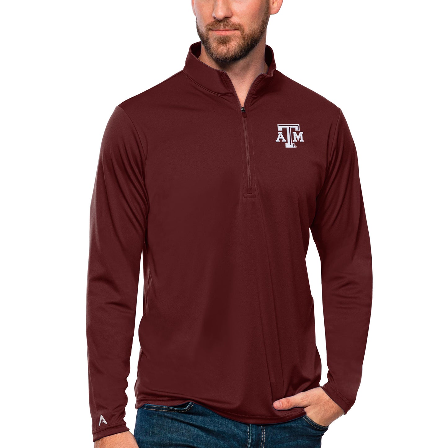 Men's Antigua Maroon Texas A&M Aggies Tribute Quarter-Zip Top