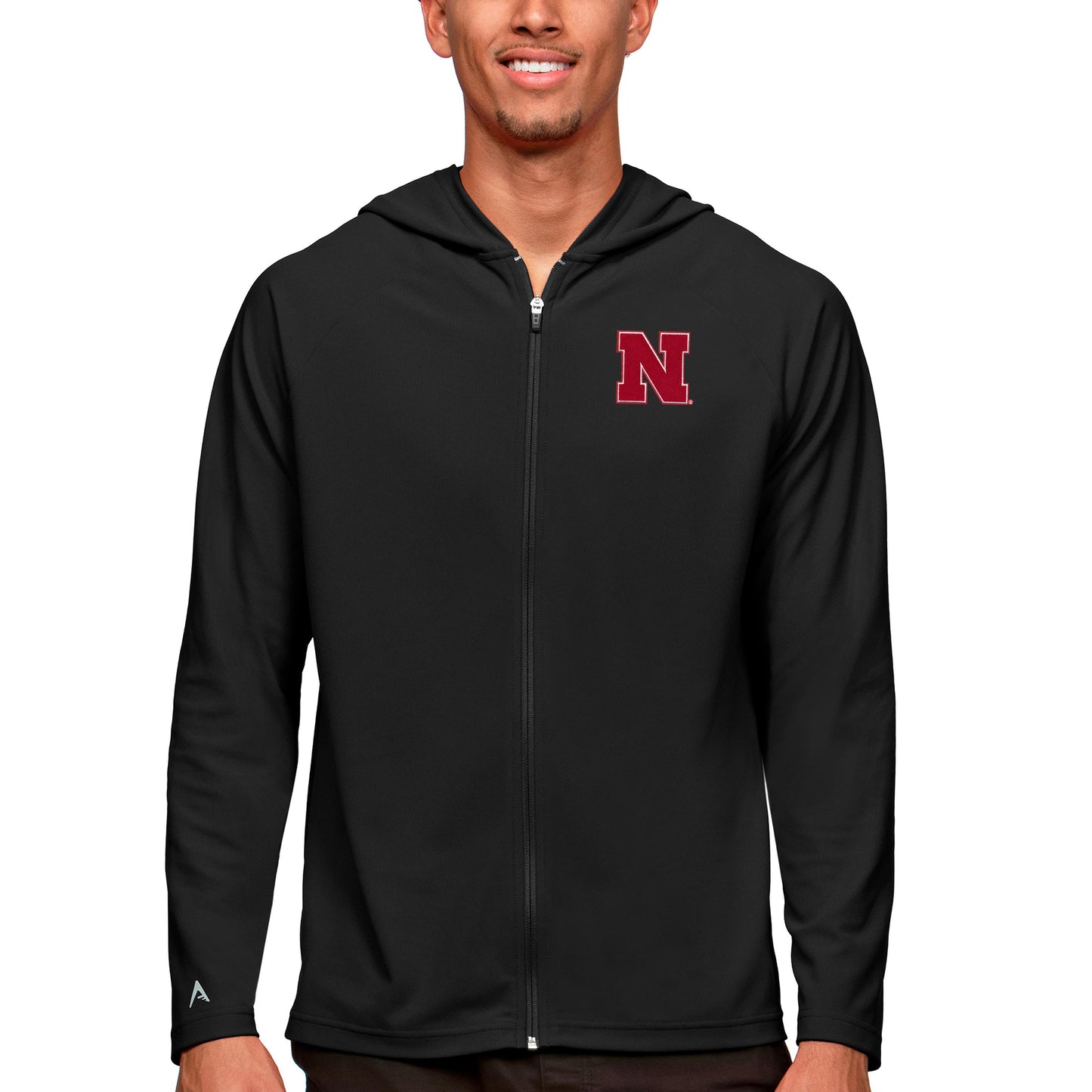 Men's Antigua Black Nebraska Huskers Legacy Full-Zip Hoodie