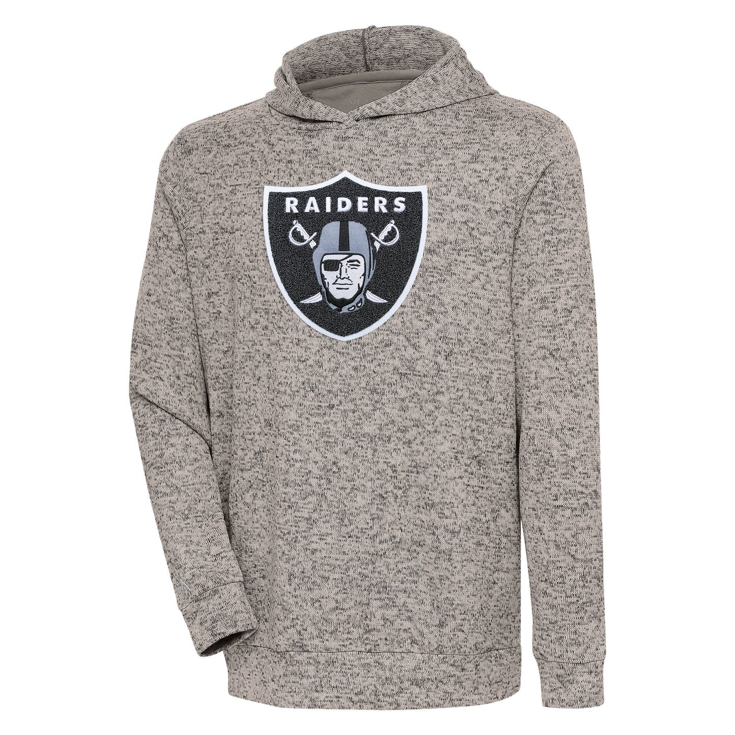 Men's Antigua Oatmeal Las Vegas Raiders Absolute Chenille Pullover Hoodie