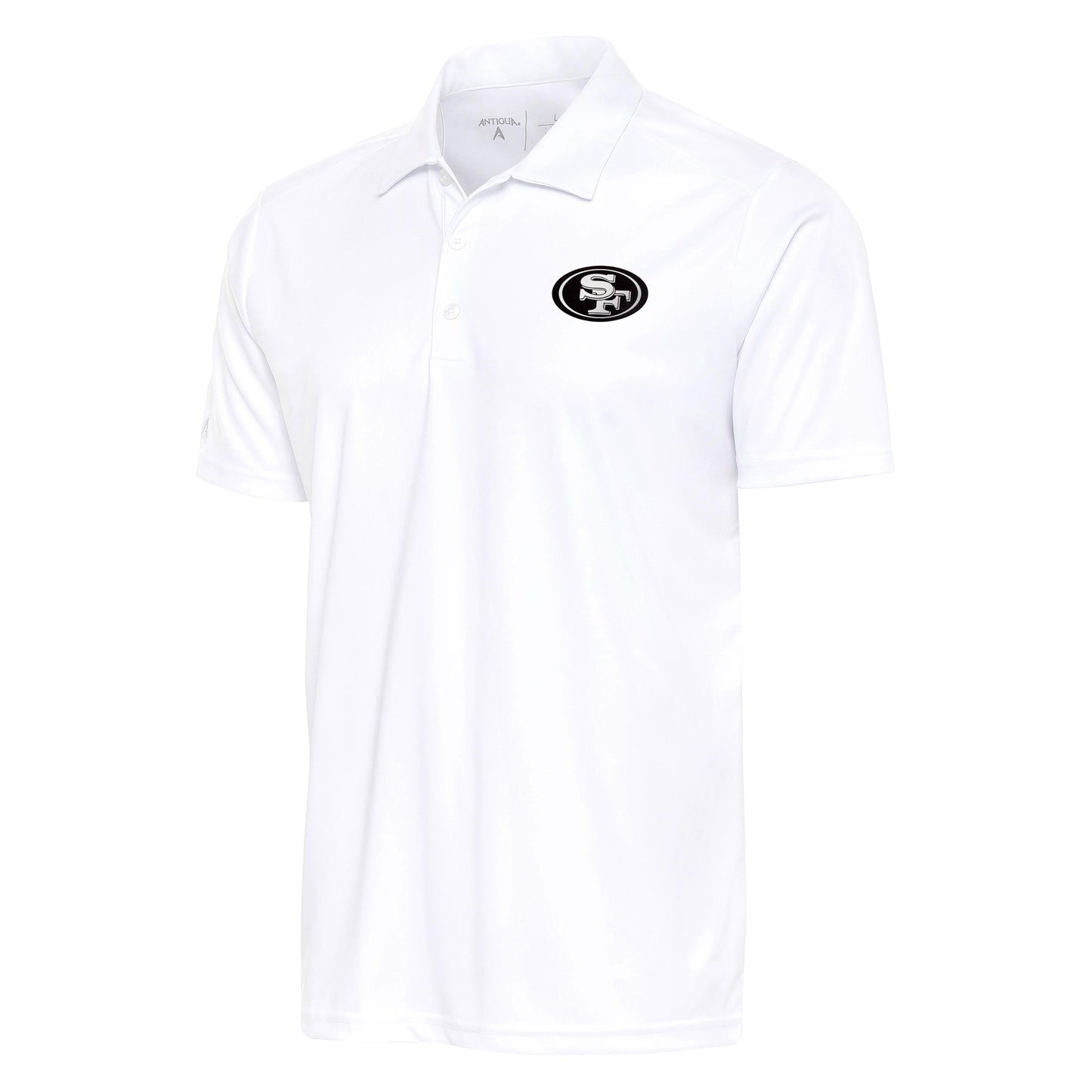 Men's Antigua White San Francisco 49ers Metallic Logo Apex Polo