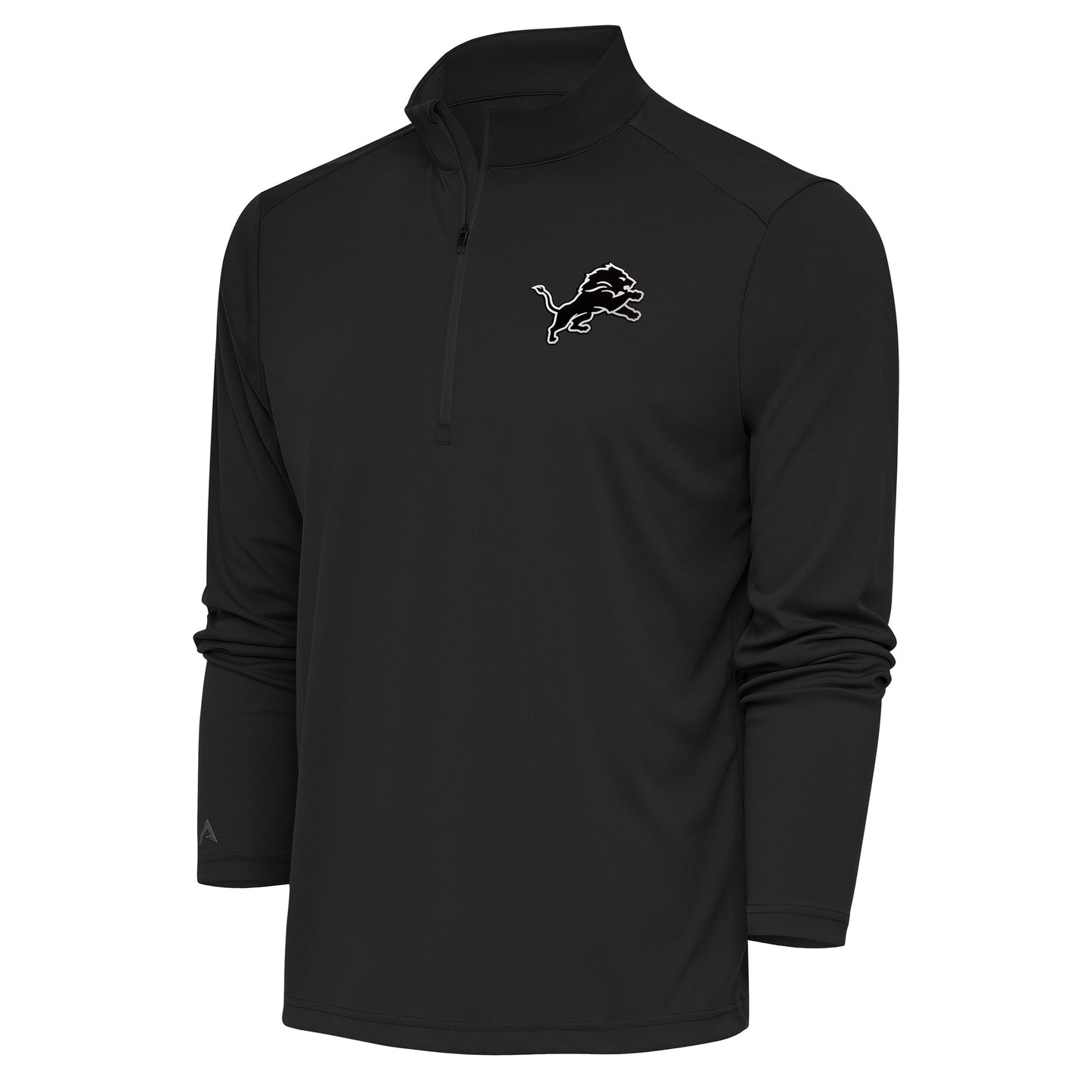 Men's Antigua Charcoal Detroit Lions Metallic Logo Tribute Quarter-Zip Top