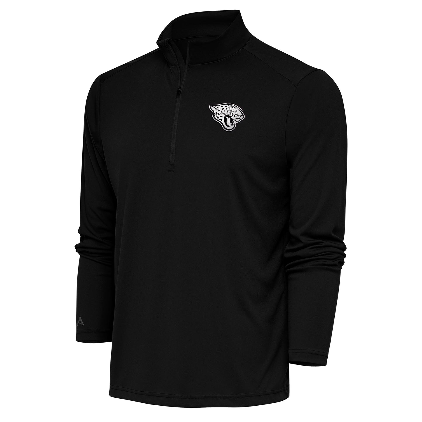 Men's Antigua Black Jacksonville Jaguars Metallic Logo Tribute Quarter-Zip Top