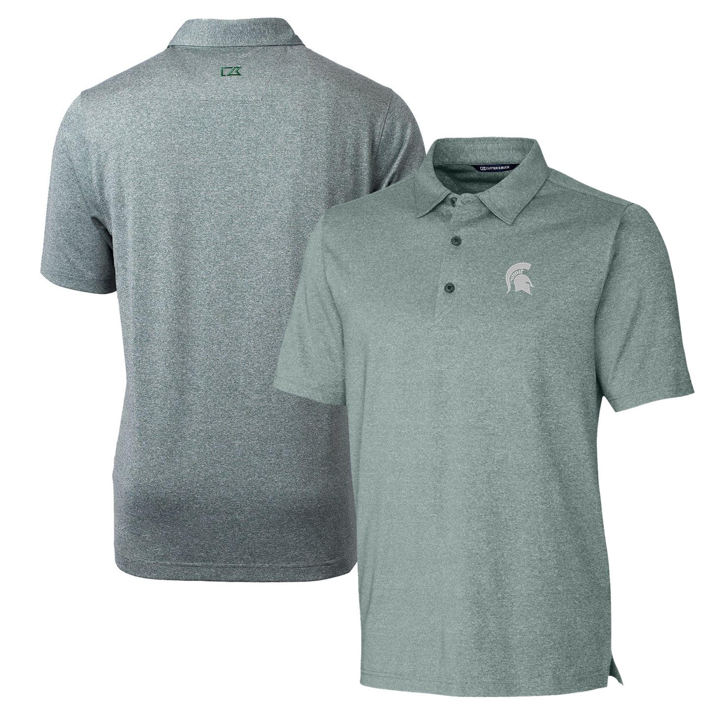 Men's Cutter & Buck Heather Green Michigan State Spartans Forge Stretch Polo
