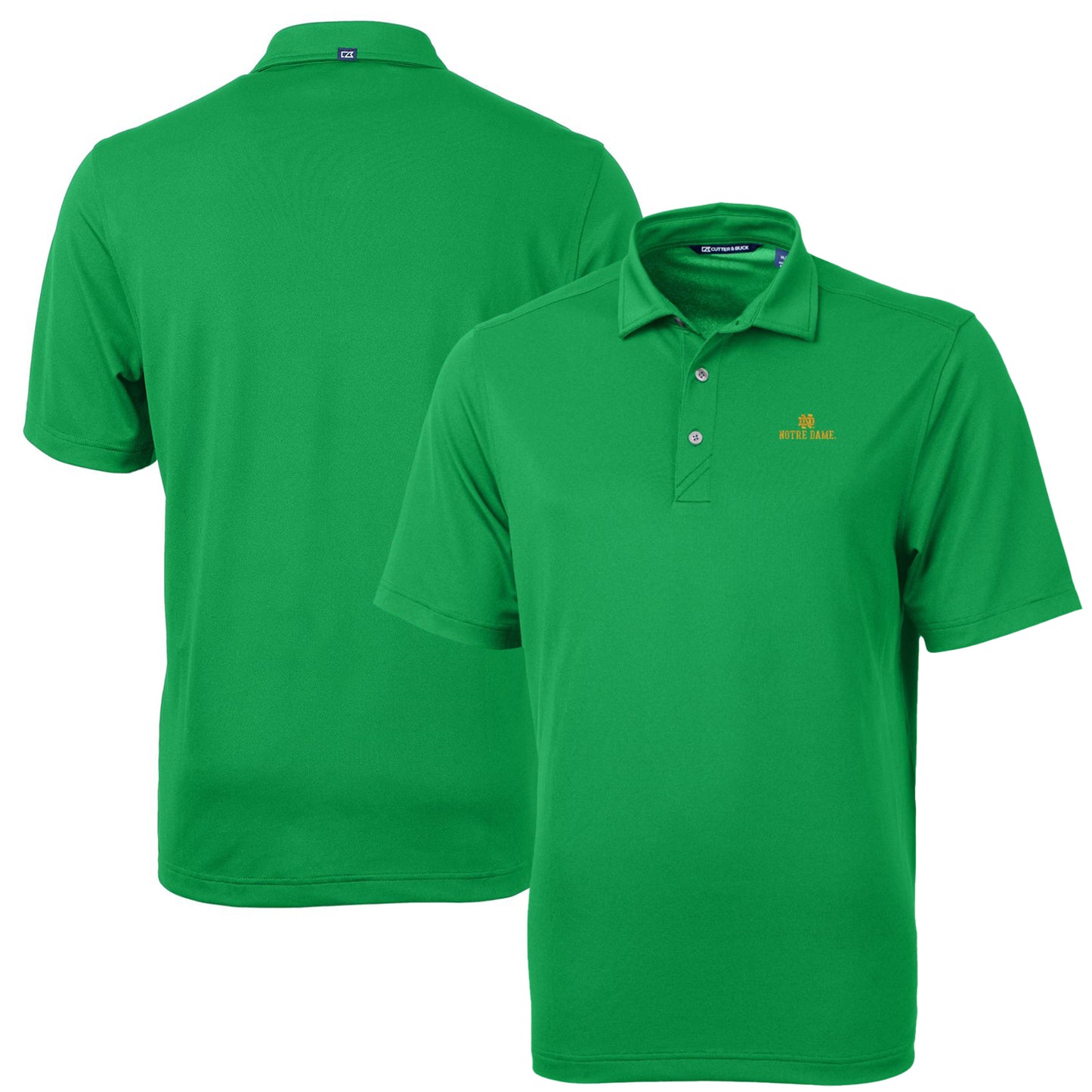 Men's Cutter & Buck Kelly Green Notre Dame Fighting Irish Virtue Eco Pique Recycled Polo