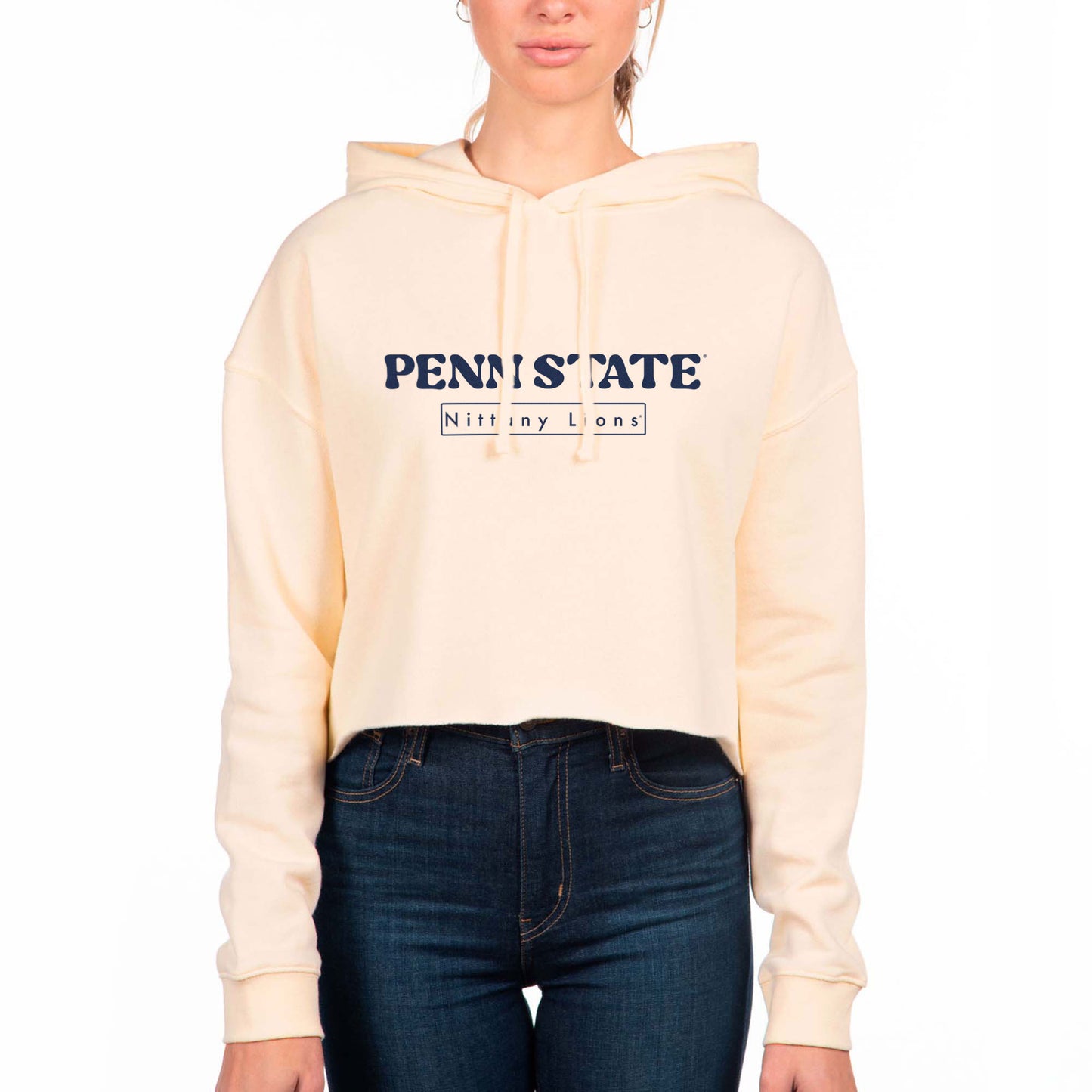 Women's Uscape Apparel Cream Penn State Nittany Lions Fleece Crop Hoodie
