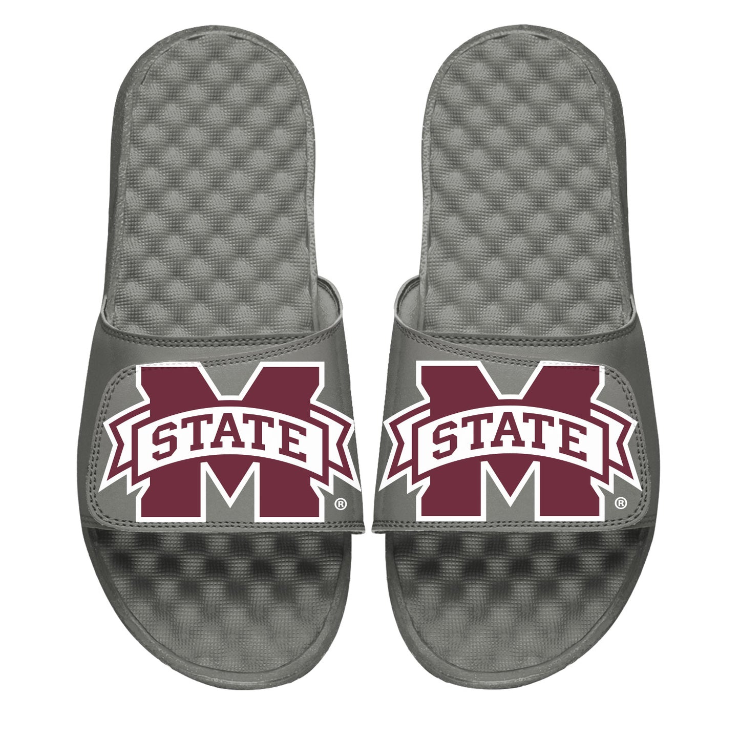 Youth ISlide Gray Mississippi State Bulldogs Blown Up Primary Logo Slide Sandals
