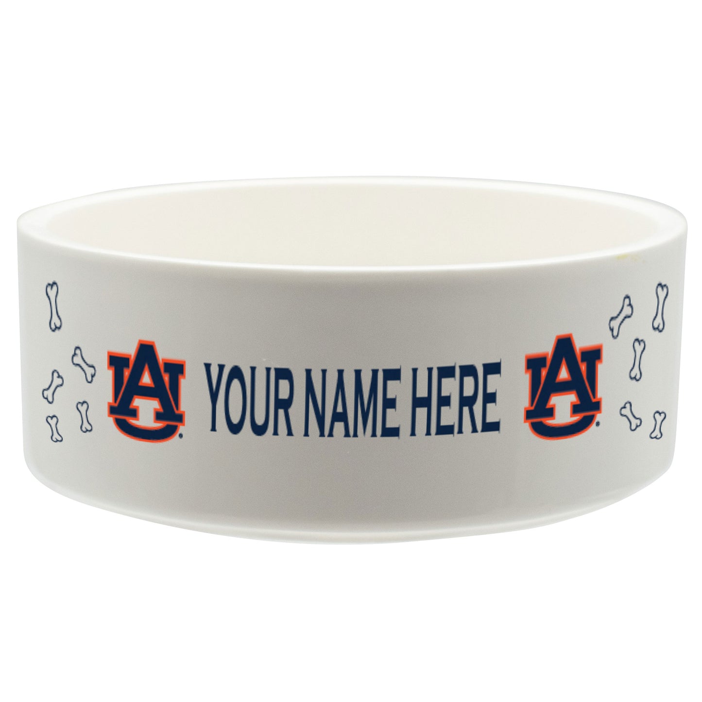White Auburn Tigers 20oz. Personalized Pet Bowl