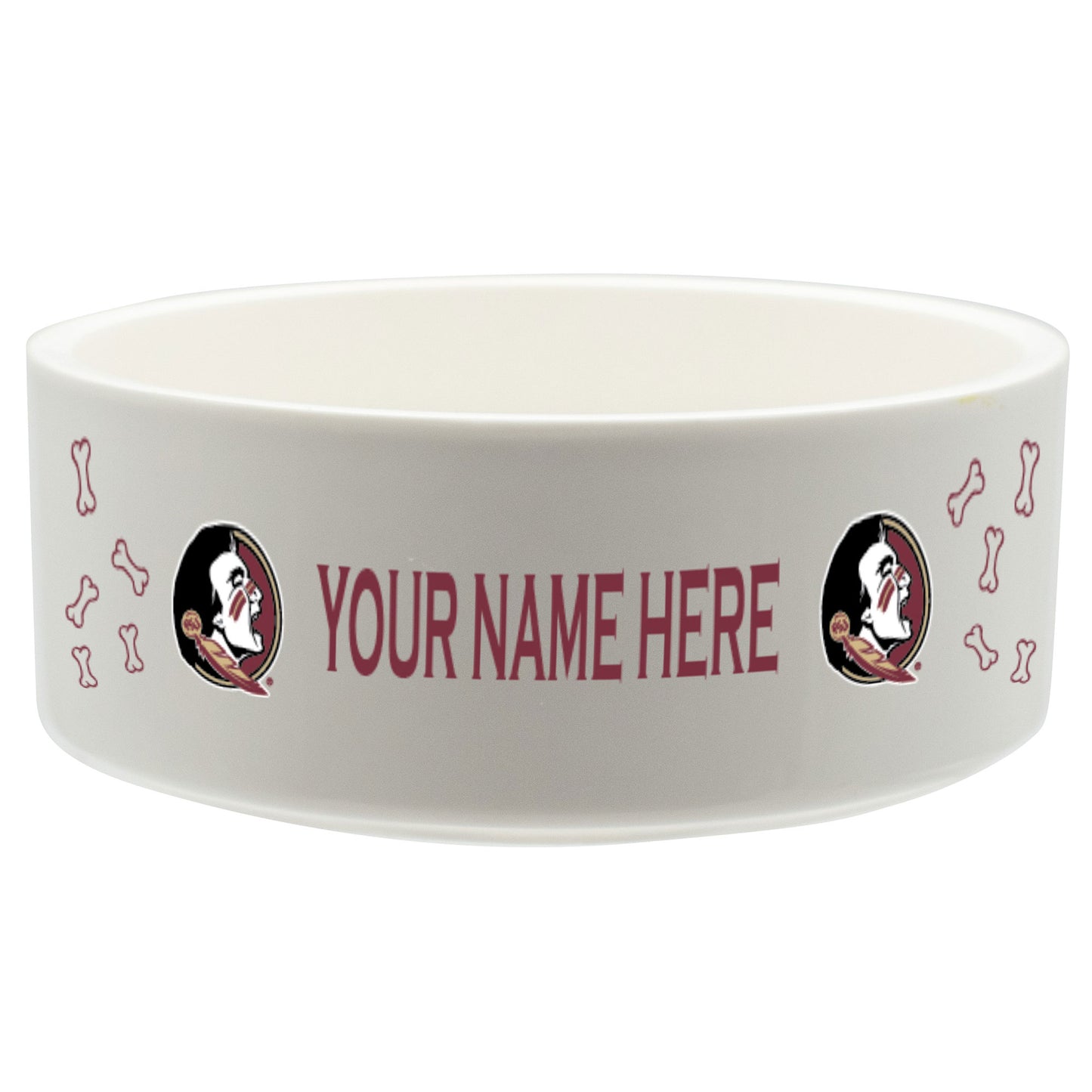 White Florida State Seminoles 20oz. Personalized Pet Bowl