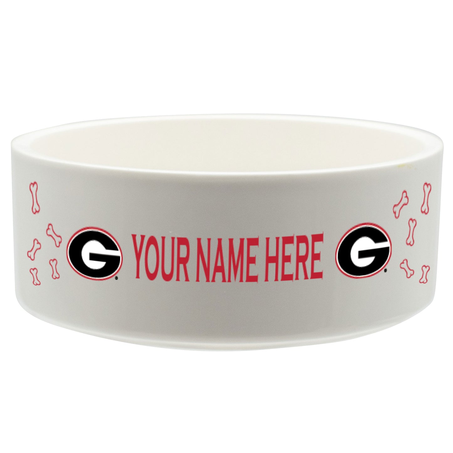 White Georgia Bulldogs 20oz. Personalized Pet Bowl