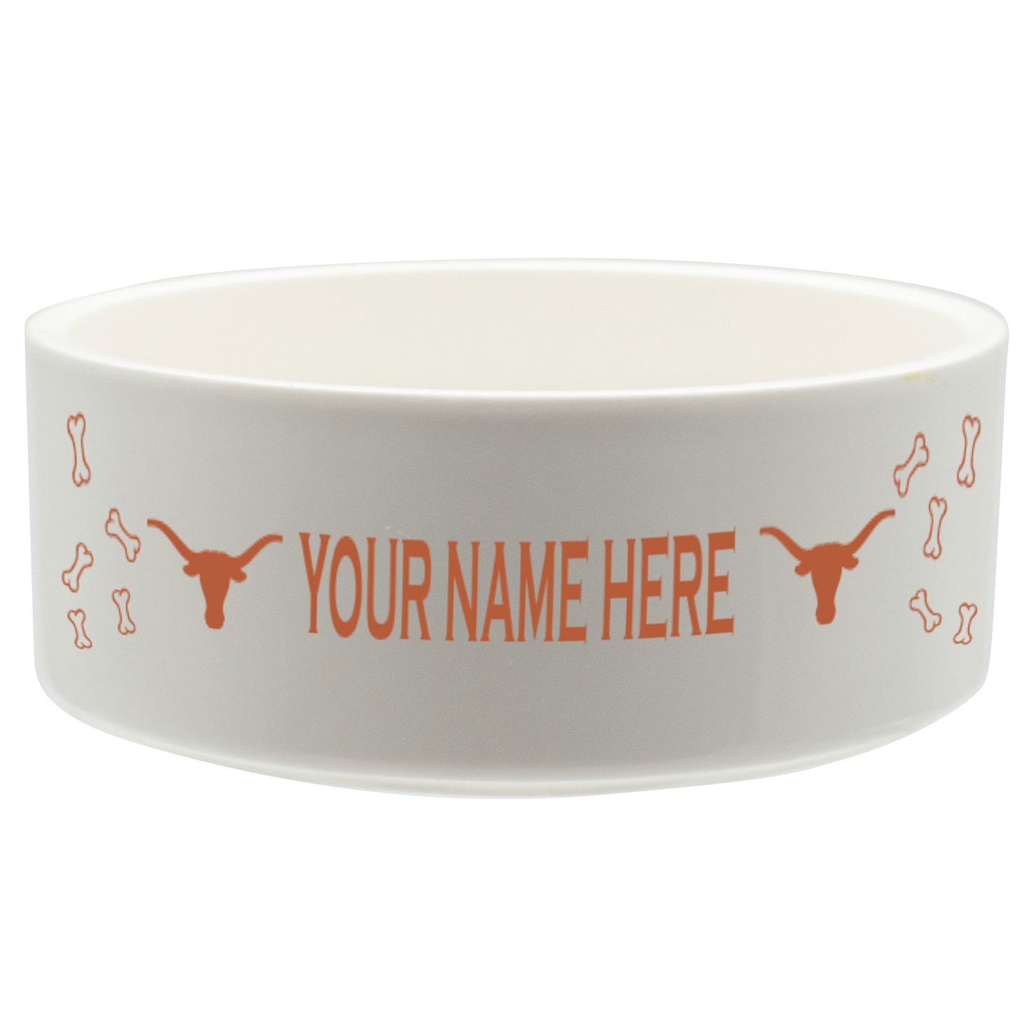 White Texas Longhorns 20oz. Personalized Pet Bowl