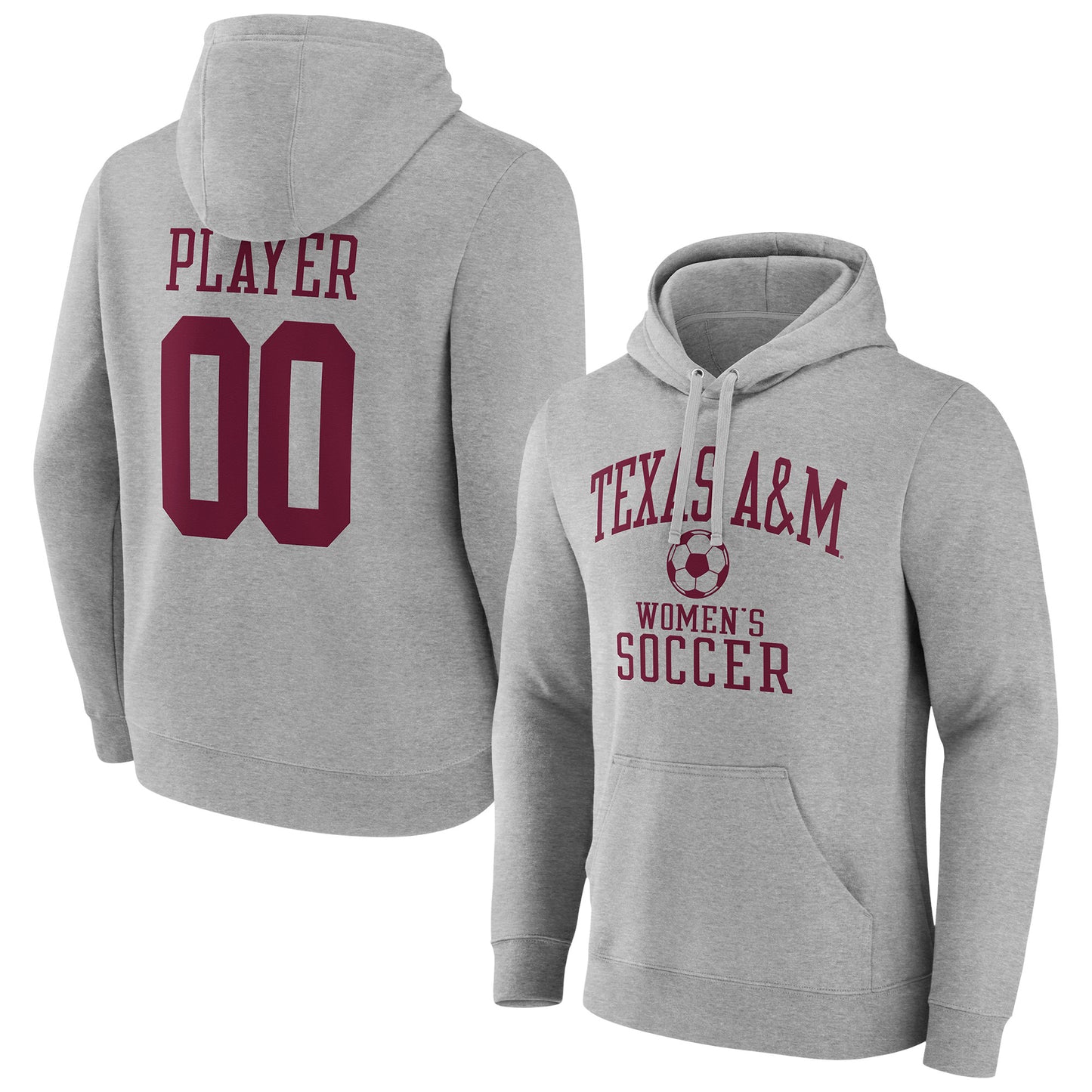 Men's Gray Texas A&M Aggies Women's Soccer Pick-A-Player NIL Gameday Tradition Pullover Hoodie