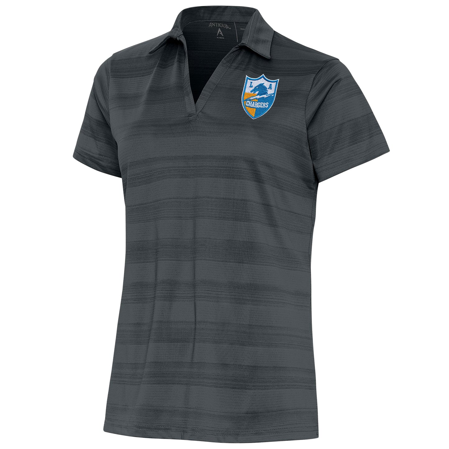 Women's Antigua Charcoal Los Angeles Chargers Throwback Logo Compass Polo