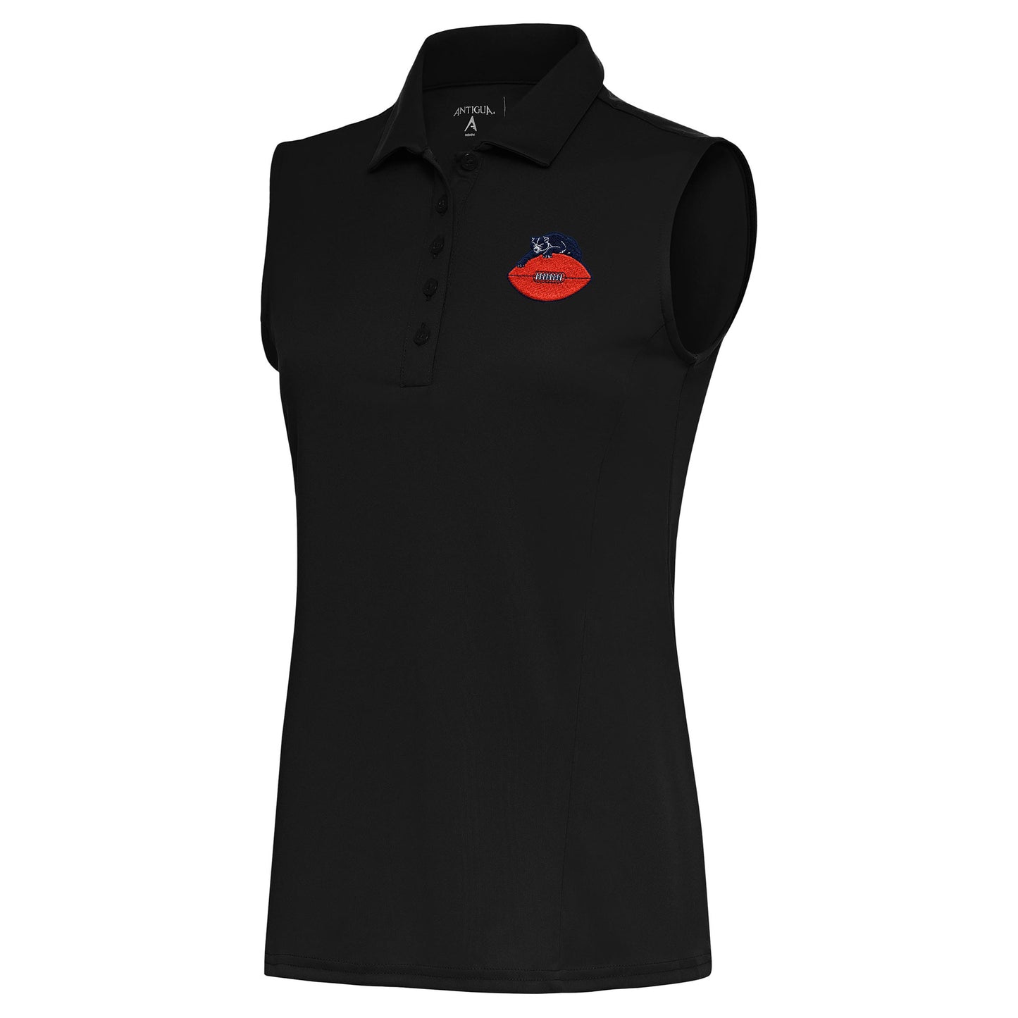 Women's Antigua Black Chicago Bears Throwback Logo Sleeveless Tribute Polo