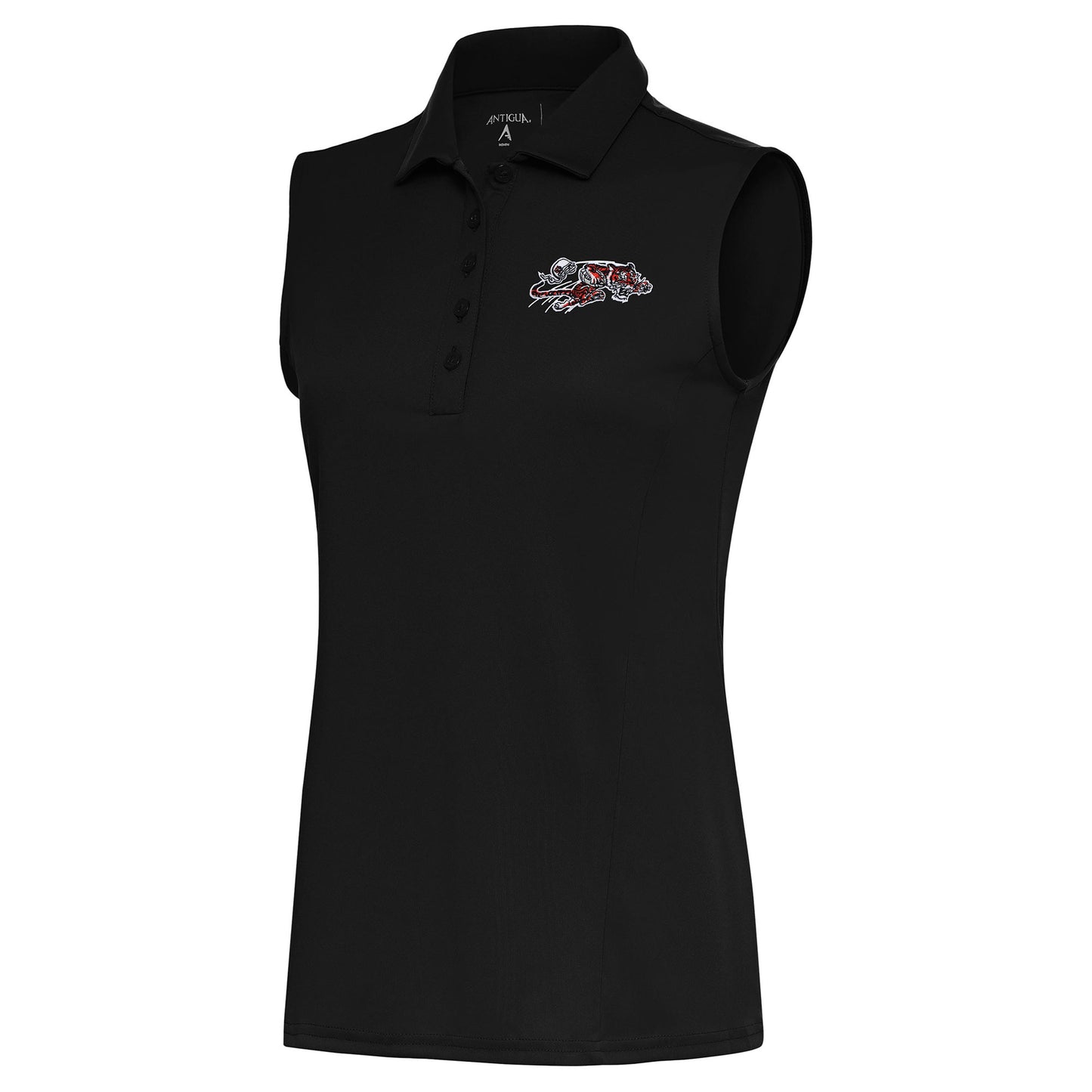 Women's Antigua Black Cincinnati Bengals Throwback Logo Sleeveless Tribute Polo