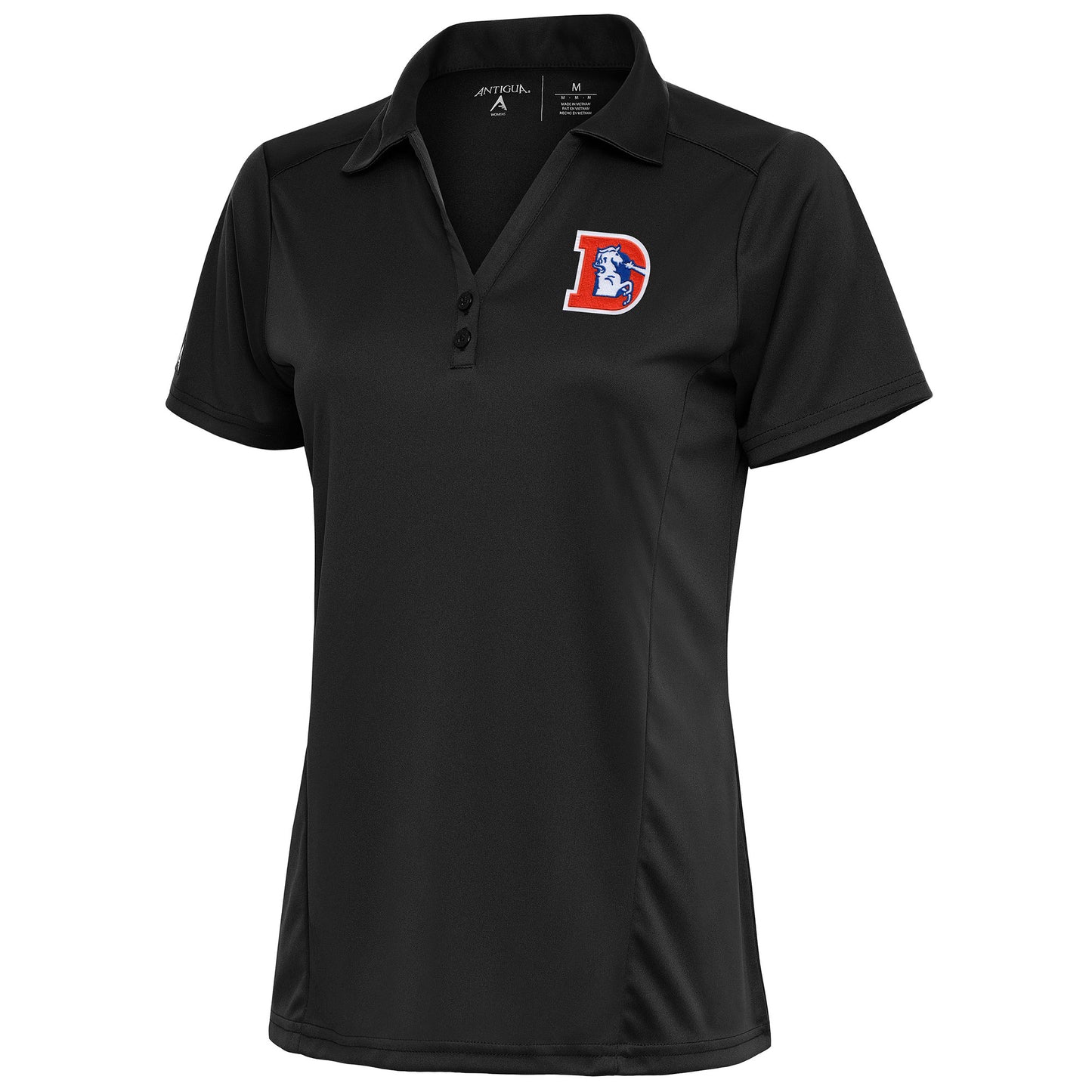 Women's Antigua Charcoal Denver Broncos Throwback Logo Tribute Polo