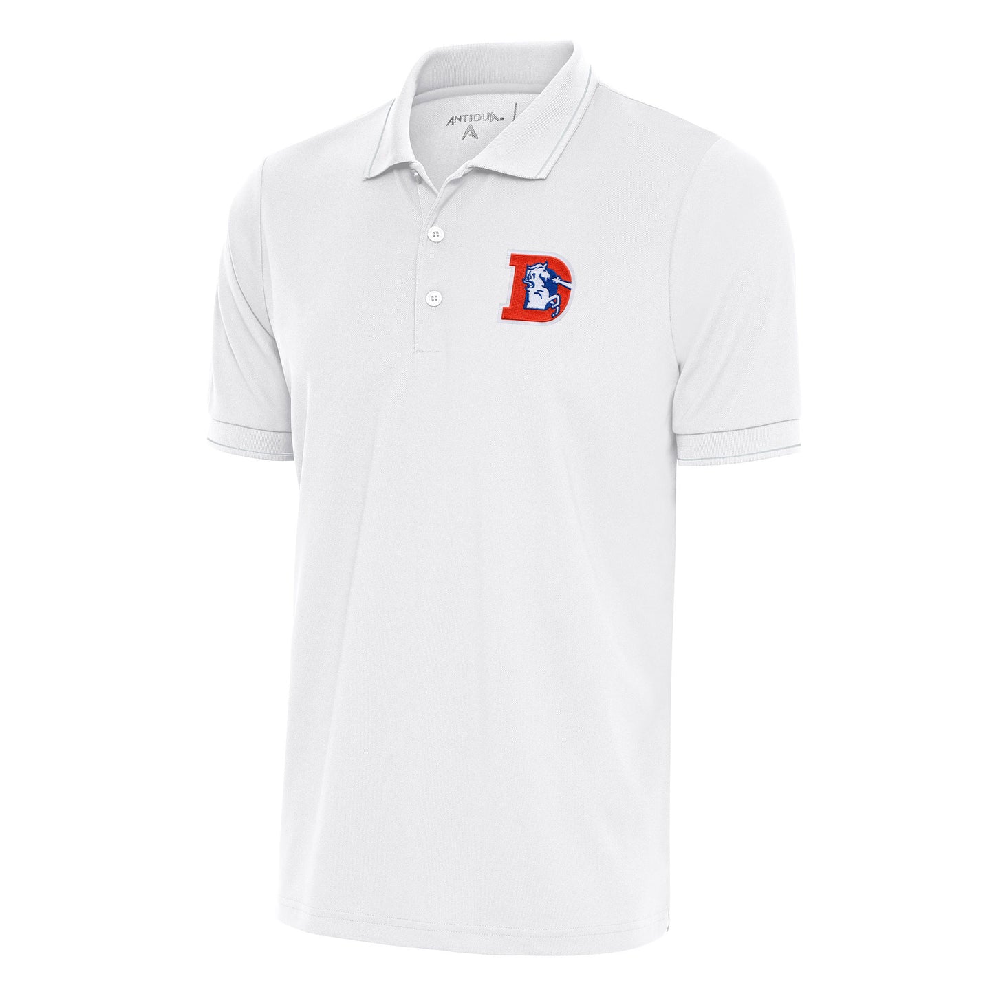 Men's Antigua White Denver Broncos Team Logo Throwback Affluent Big & Tall Polo