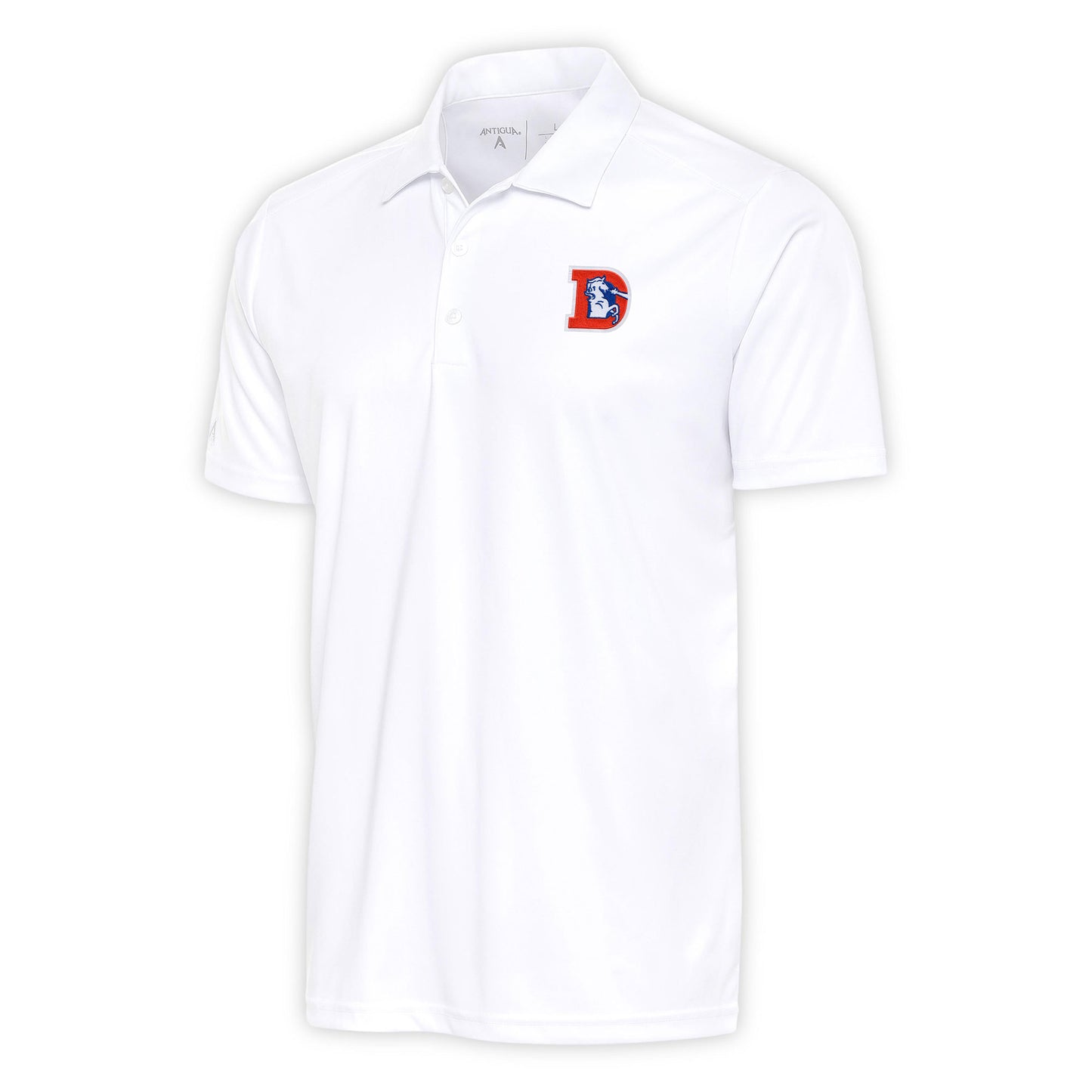 Men's Antigua White Denver Broncos Team Logo Throwback Tribute Polo