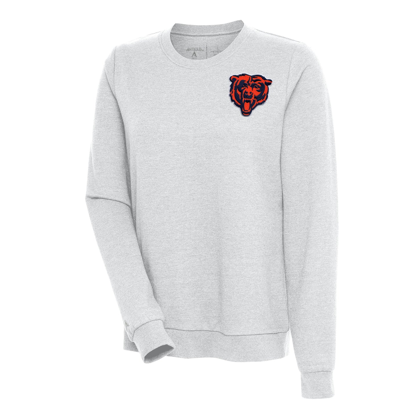 Women's Antigua Heather Gray Chicago Bears Team Mascot Action Sweatshirt