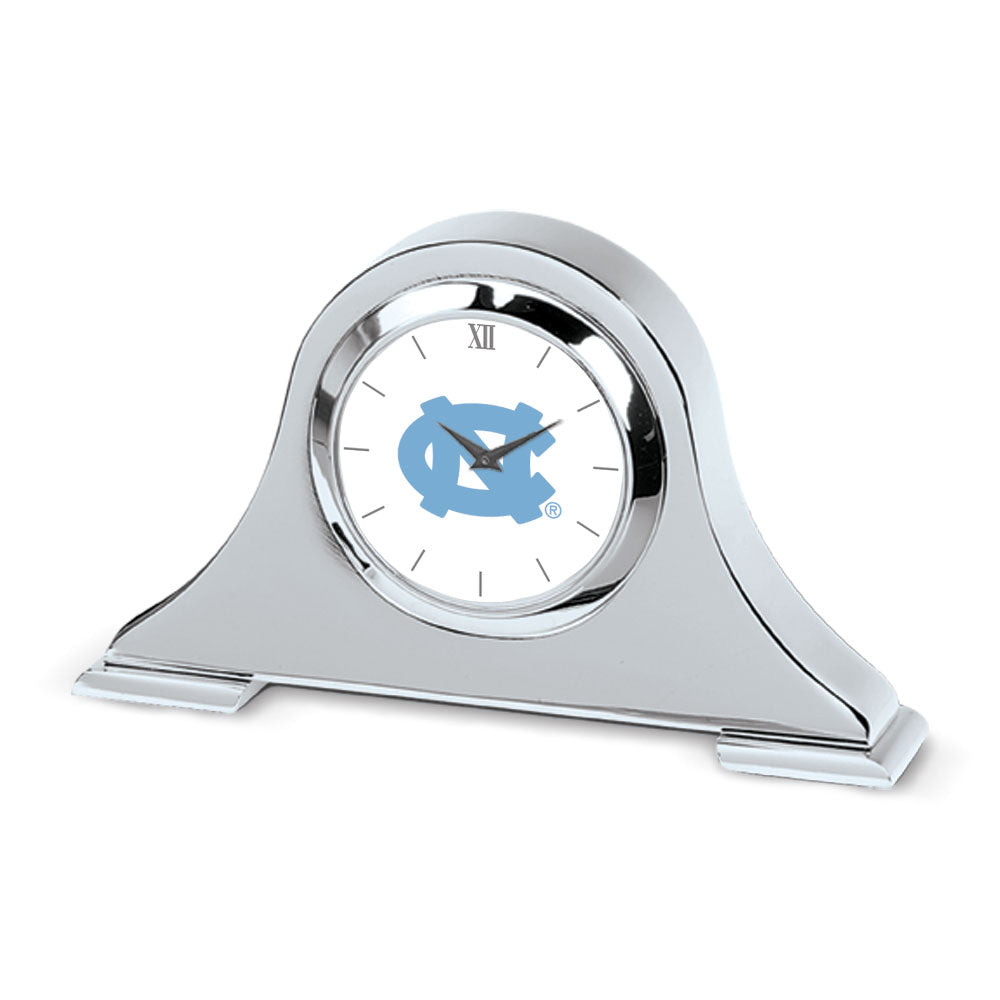 Silver North Carolina Tar Heels Logo Napoleon Desk Clock