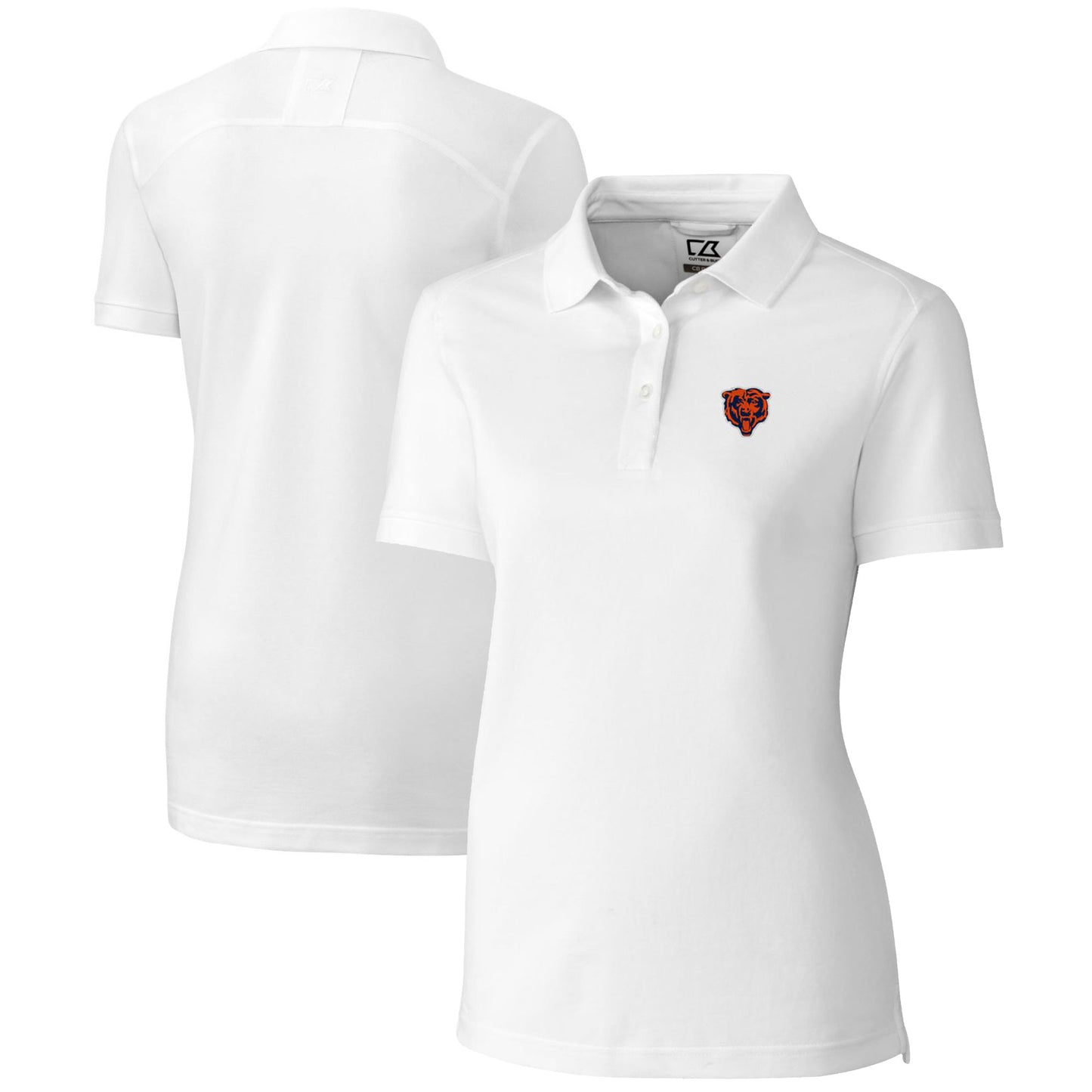 Women's Cutter & Buck White Chicago Bears Throwback Logo Advantage Tri-Blend Pique Polo