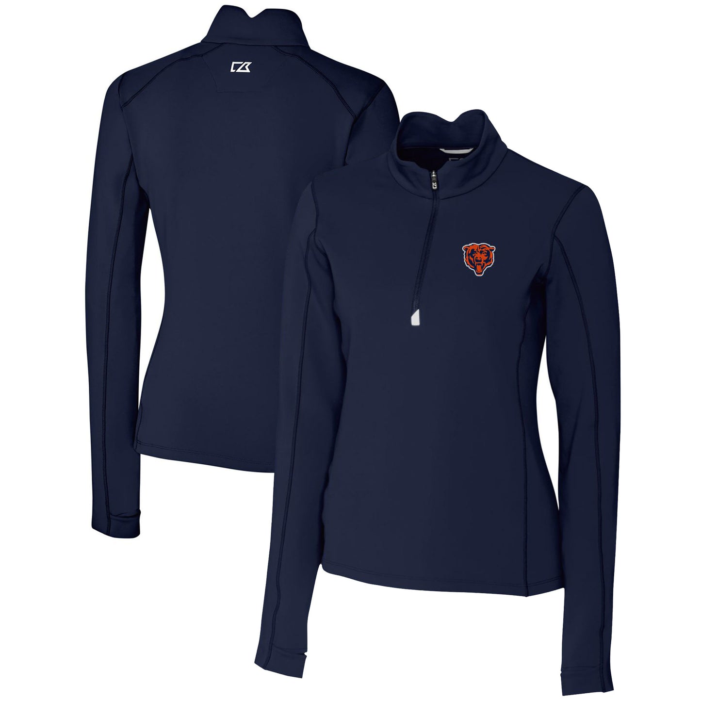 Women's Cutter & Buck Navy Chicago Bears Throwback Logo Traverse Stretch Quarter-Zip Pullover Top