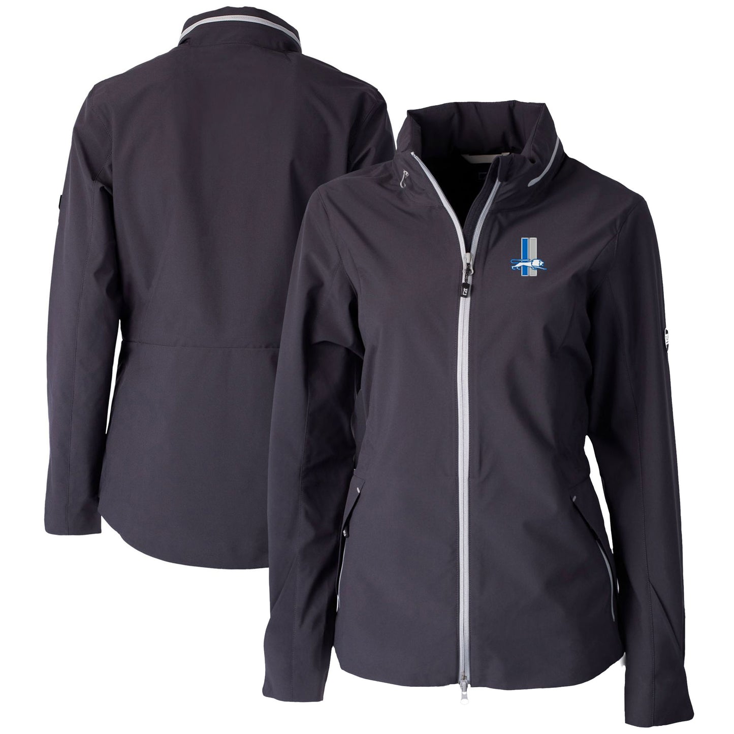 Women's Cutter & Buck Black Detroit Lions Throwback Logo Vapor Full-Zip Rain Jacket