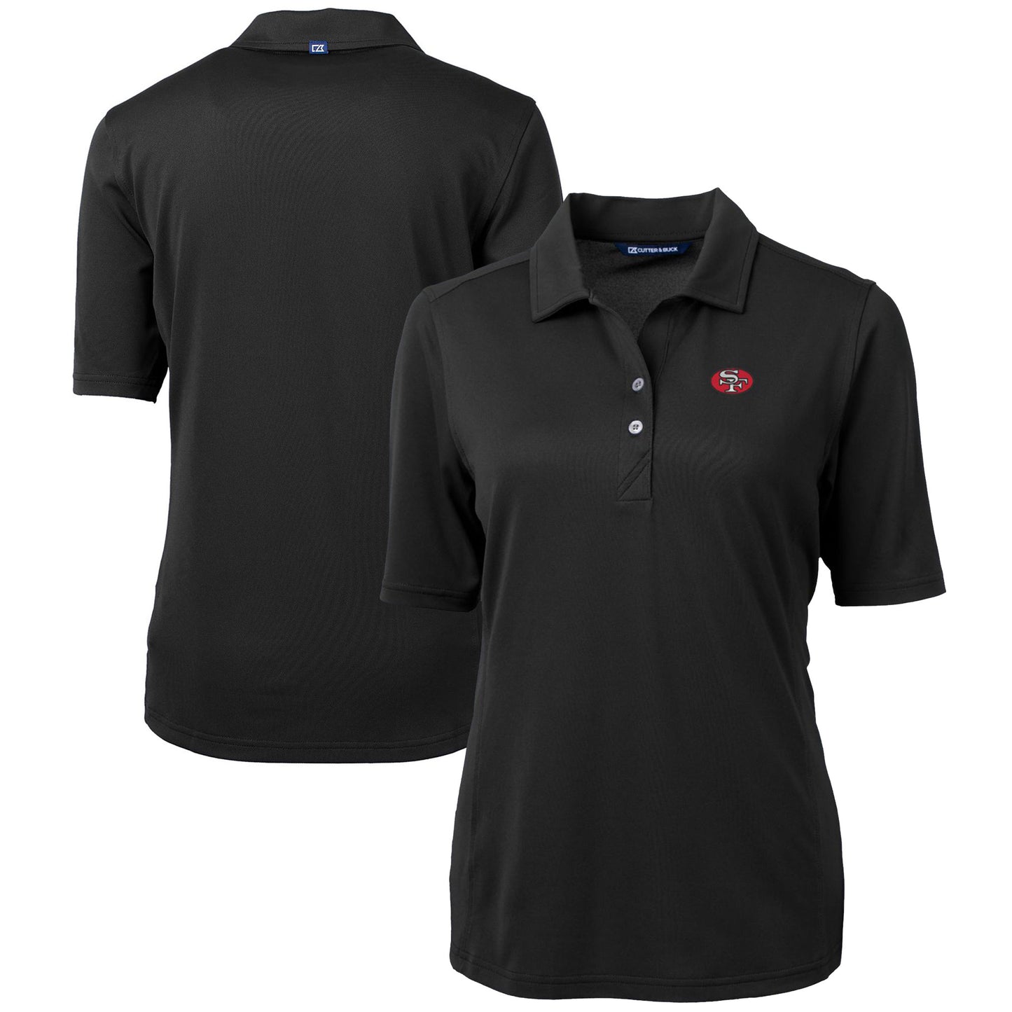 Women's Cutter & Buck Black San Francisco 49ers Throwback Team Logo Virtue Eco Pique Recycled Polo