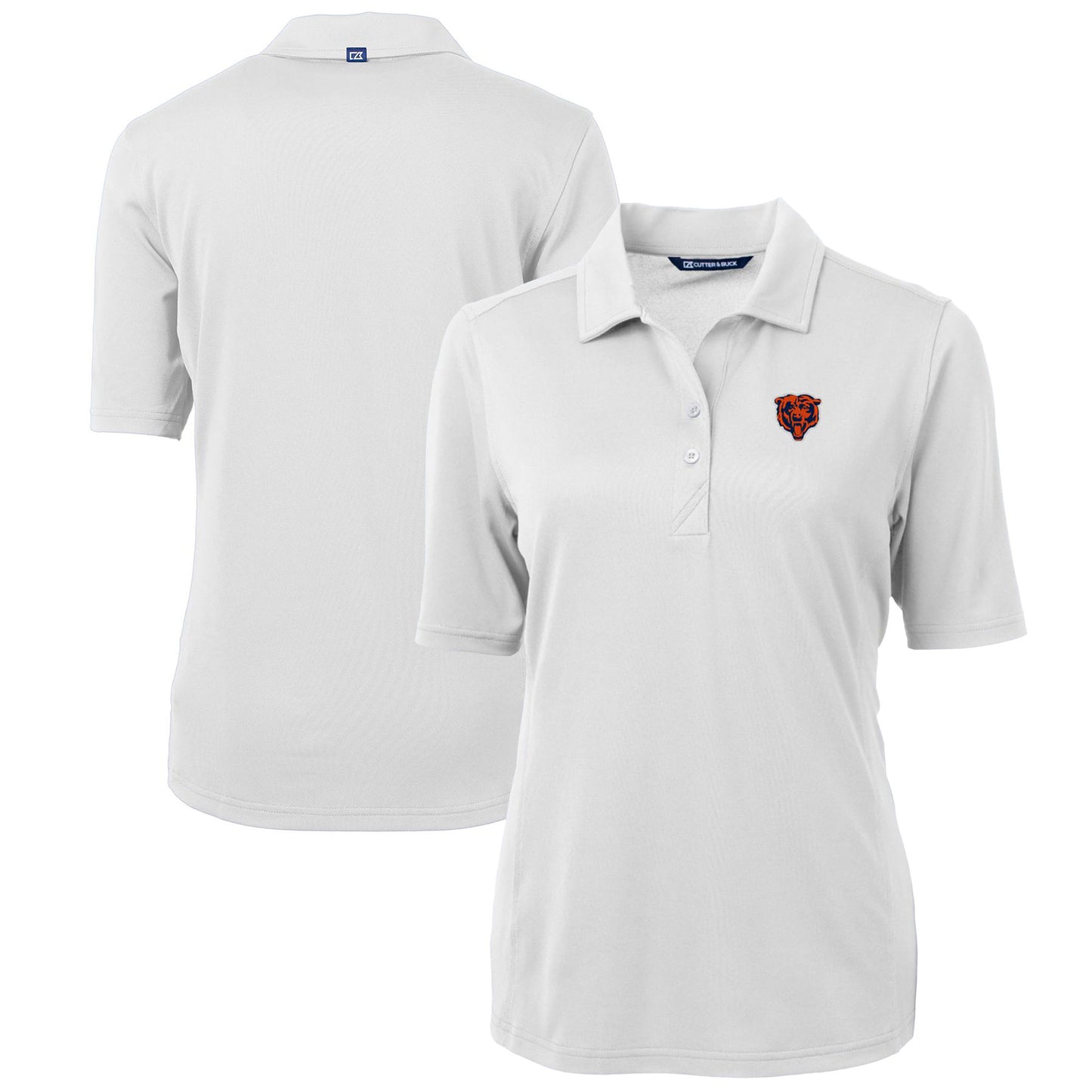 Women's Cutter & Buck White Chicago Bears Throwback Logo Virtue Eco Pique Recycled Polo