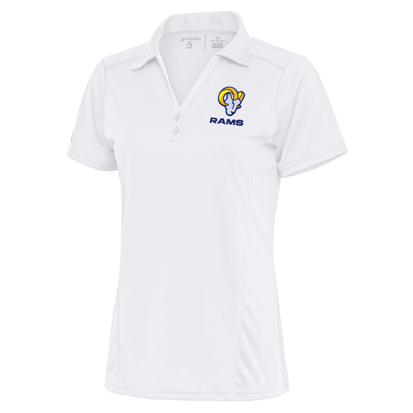 Women's Antigua White Los Angeles Rams Team Logo Tribute Polo
